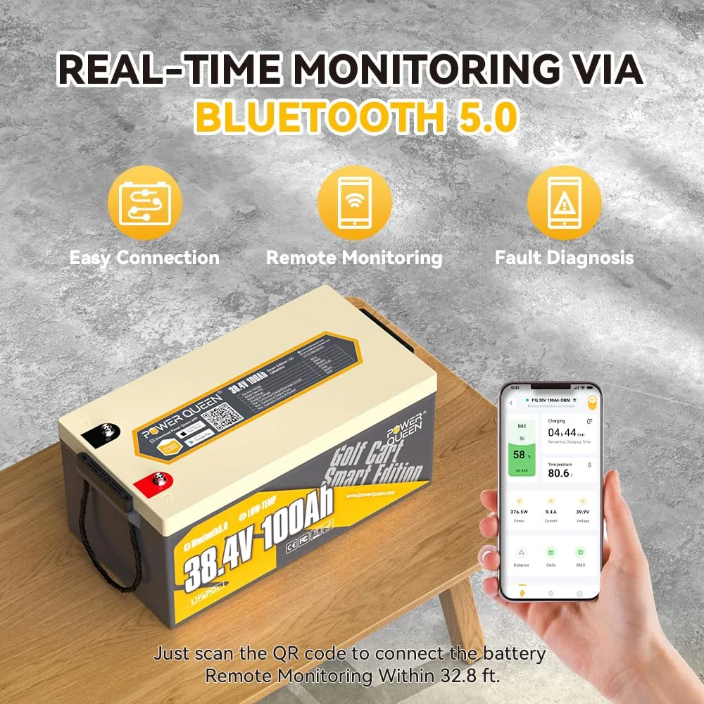 Power Queen 36V 100Ah LiFePO4 Battery with Bluetooth image 3