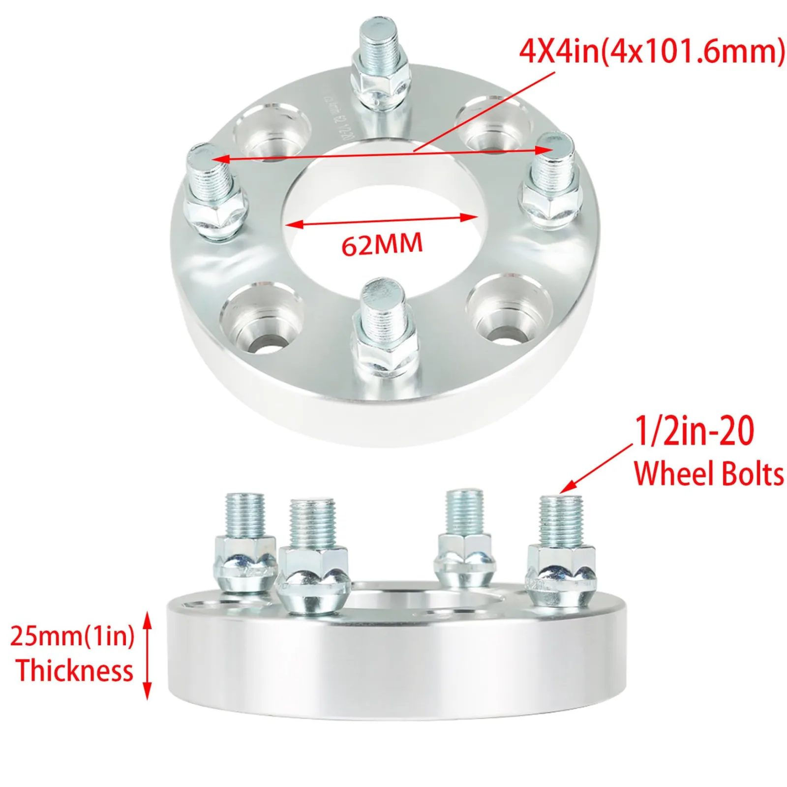 WFLNHB 1-Inch Golf Cart Wheel Spacers, 4x101.6mm image 2