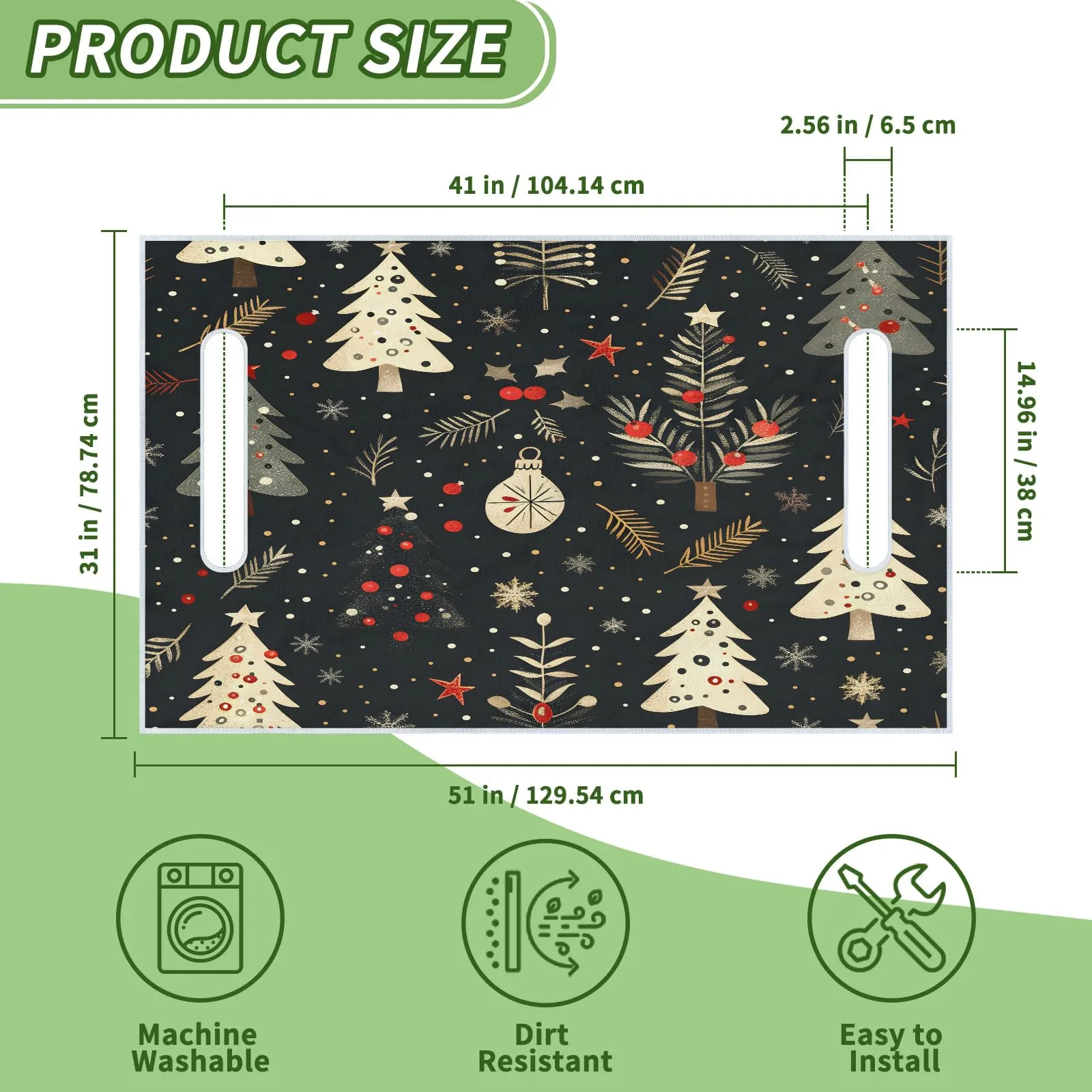 Tiveruda Christmas Tree Golf Cart Seat Cover, 51 x 31 in image 2