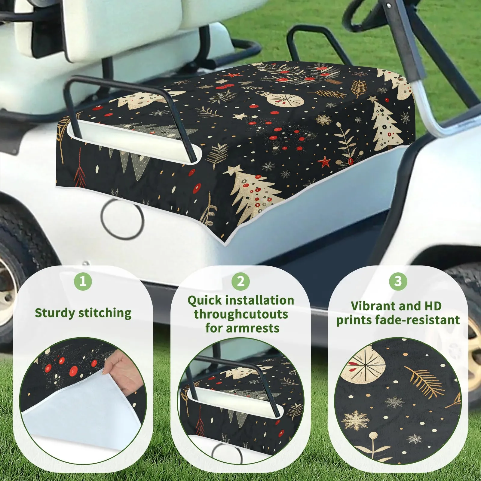 Tiveruda Christmas Tree Golf Cart Seat Cover, 51 x 31 in image 3