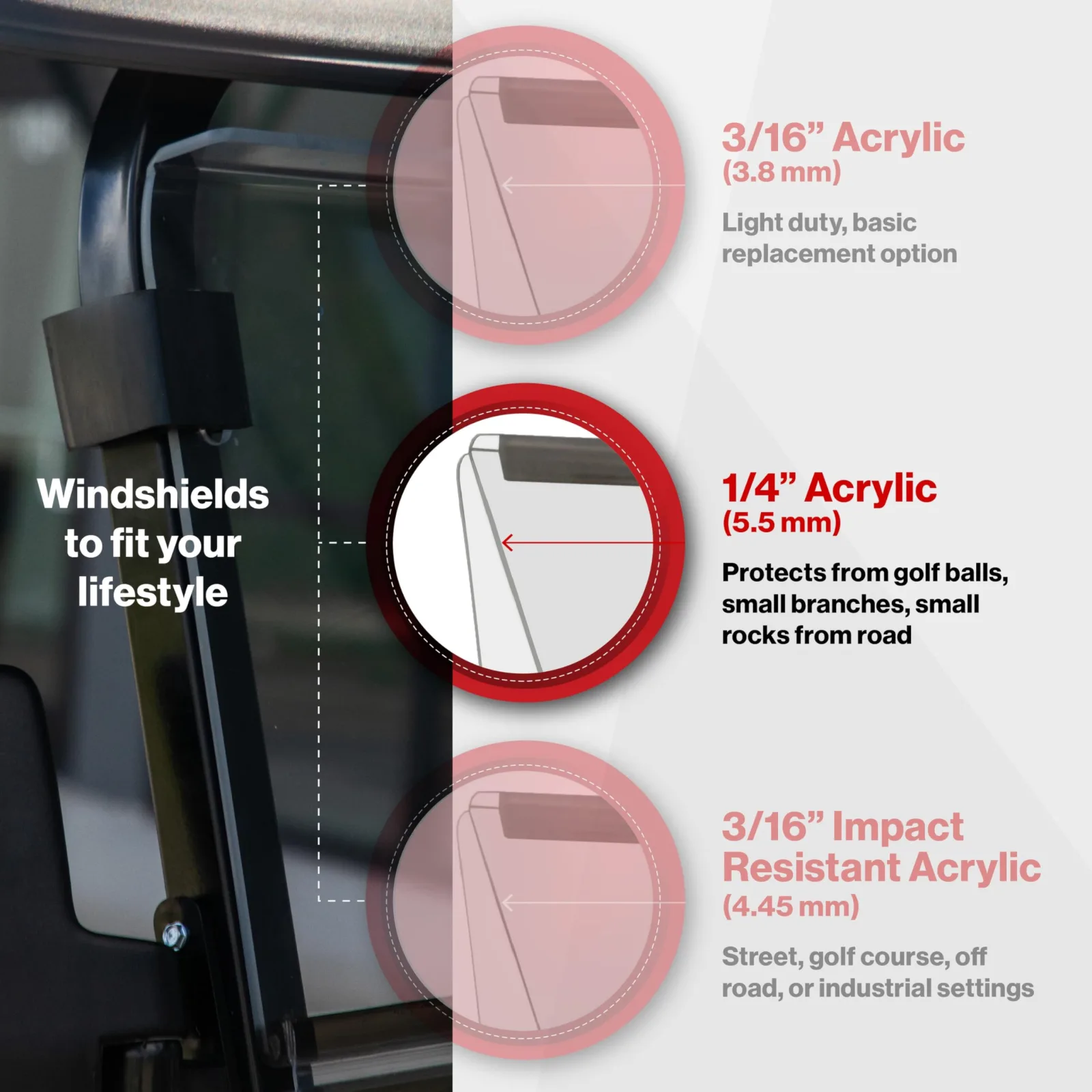 RED DOT 09-242 Folding Windshield for Denago EV Rover XL image 4