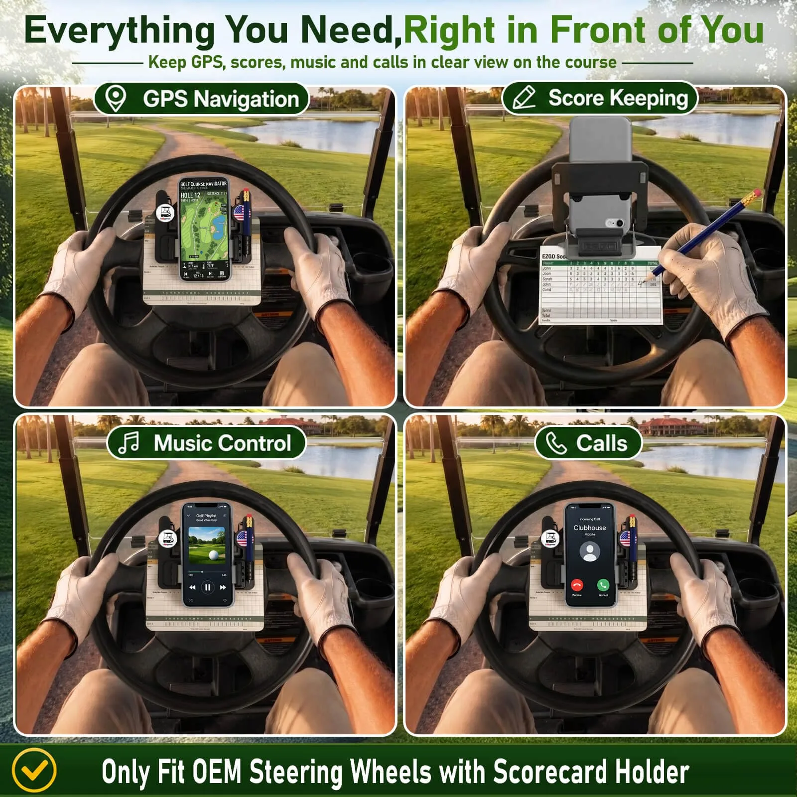 LEAPGOMAX Golf Cart Steering Wheel Phone Mount image 3