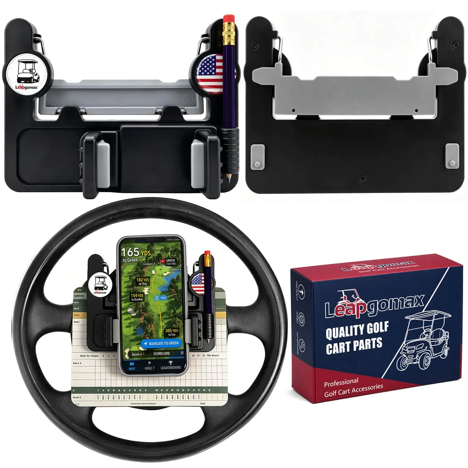 LEAPGOMAX Golf Cart Steering Wheel Phone Mount