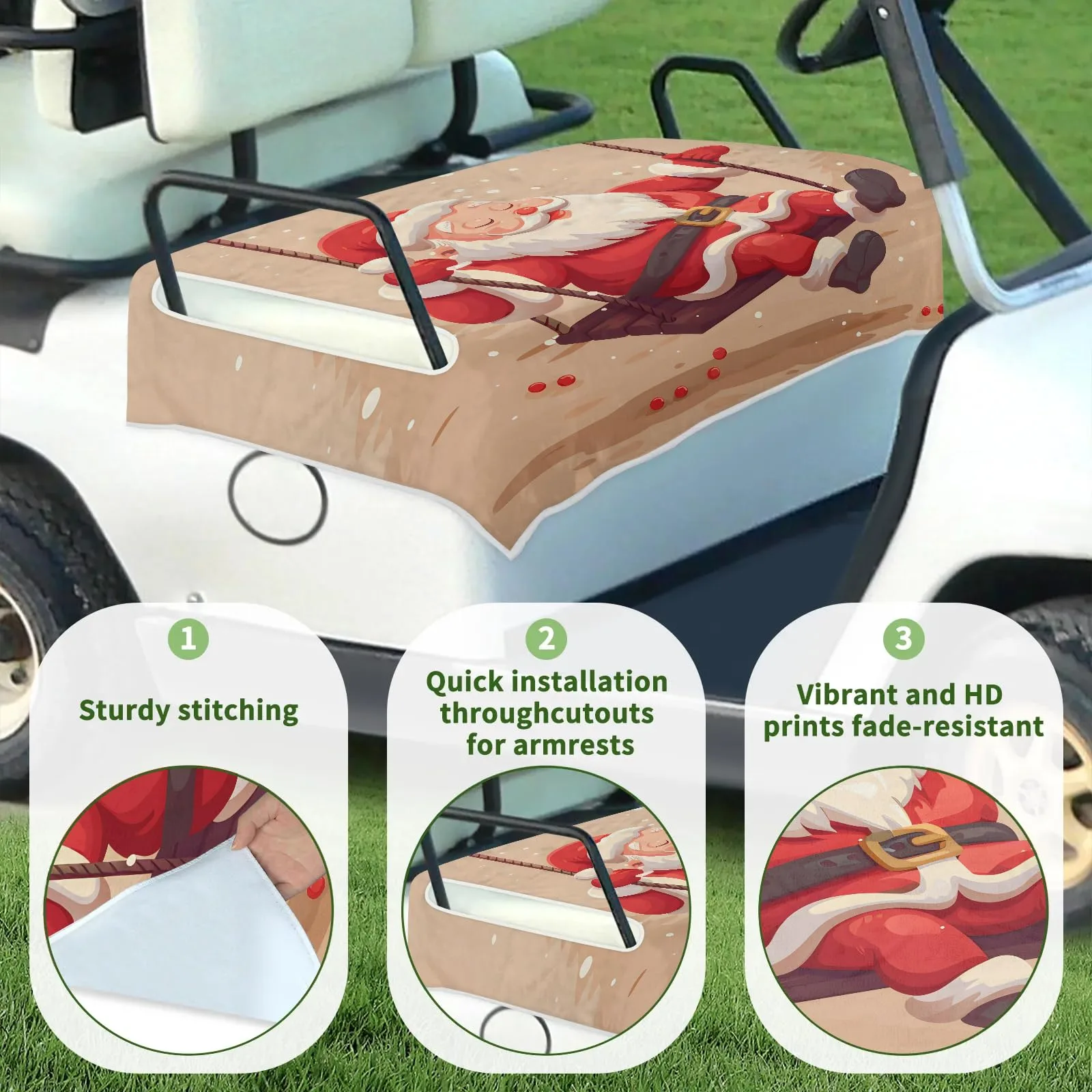 Tiveruda Santa Claus Golf Cart Seat Cover 51 x 31 in image 3
