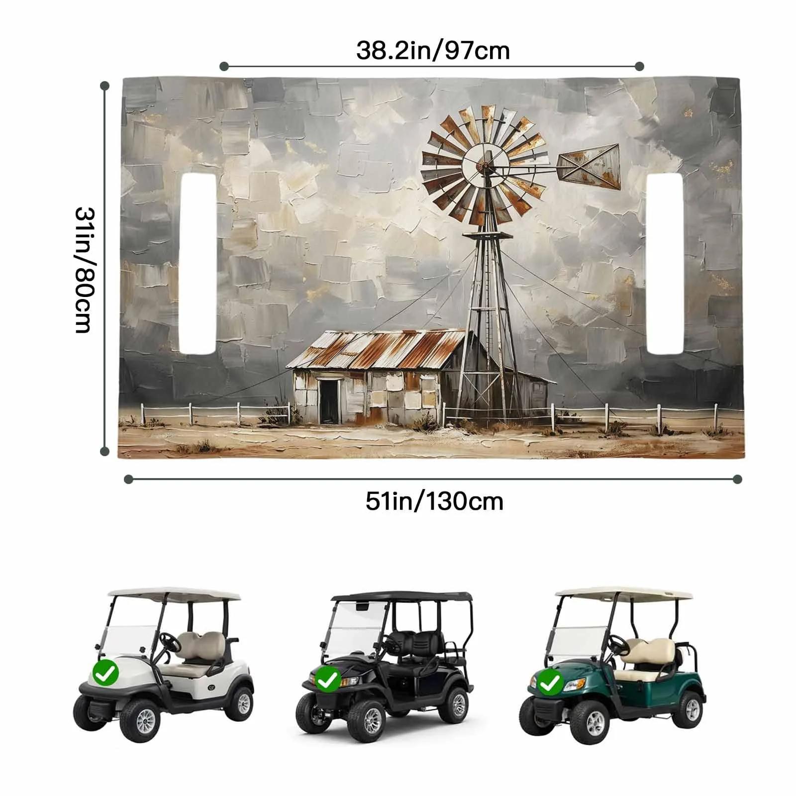 Trosturdspn Windmill Golf Cart Seat Cover Blanket 51 x 31 image 2