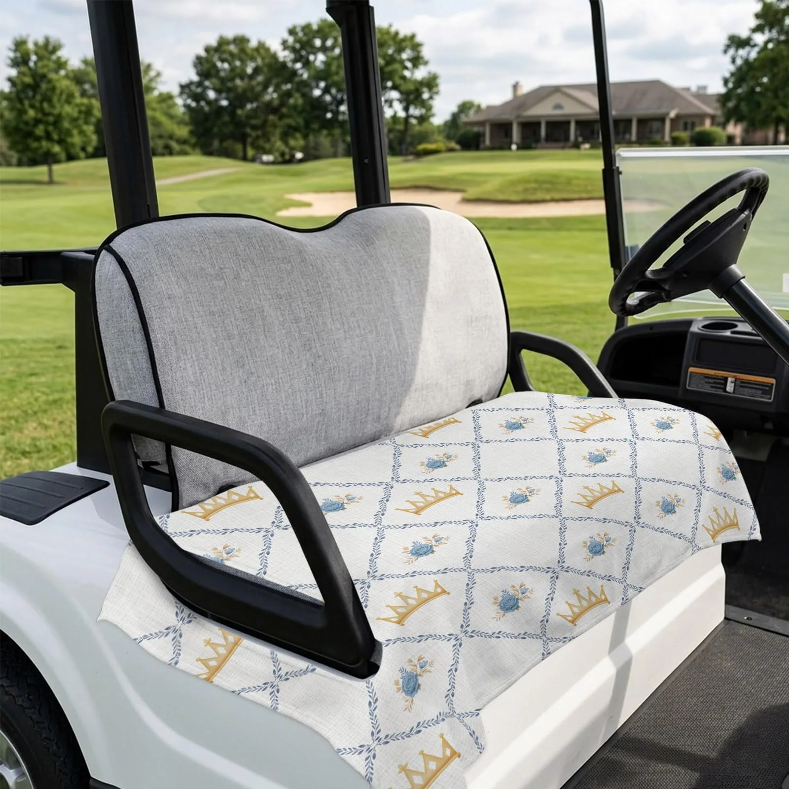 DecorLovee Blue Roses Golf Cart Seat Cover 51 x 31 In. image 4