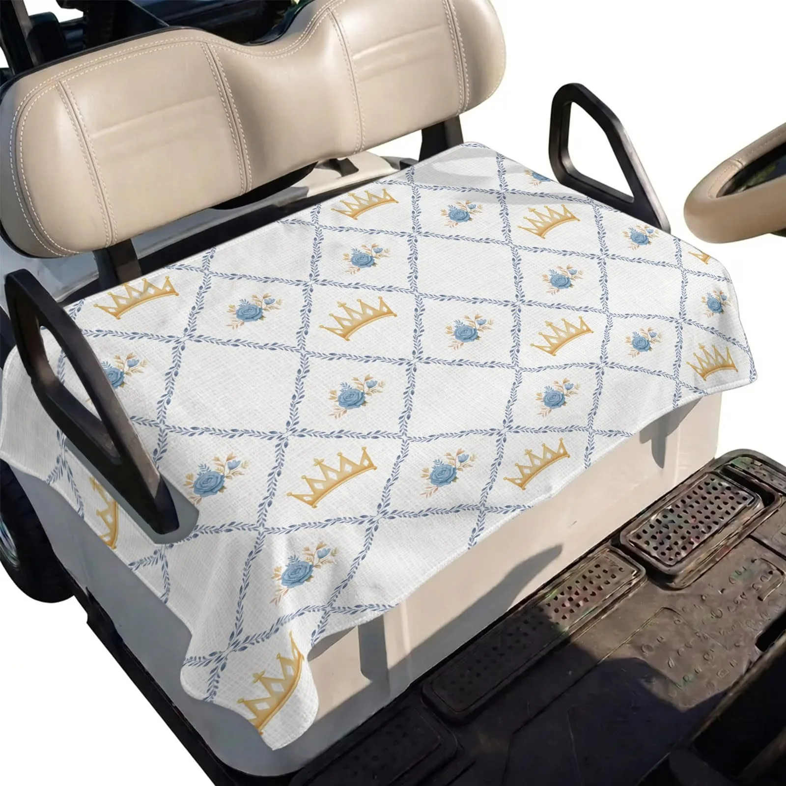 DecorLovee Blue Roses Golf Cart Seat Cover 51 x 31 In.