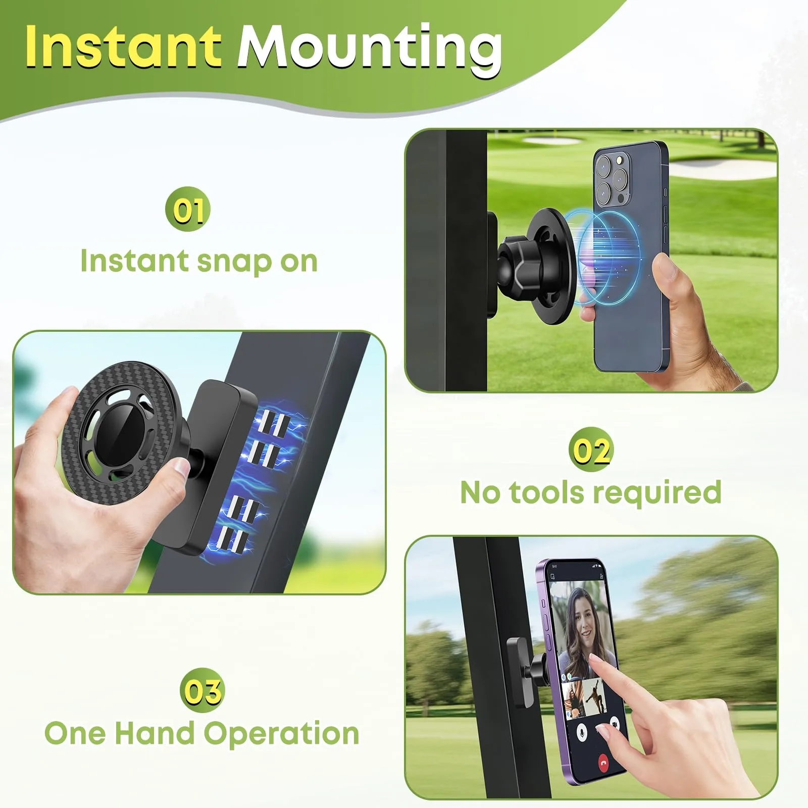 Nedsewor Magnetic Golf Cart Phone Holder — MagSafe iPhone 12–17 Compatible image 3