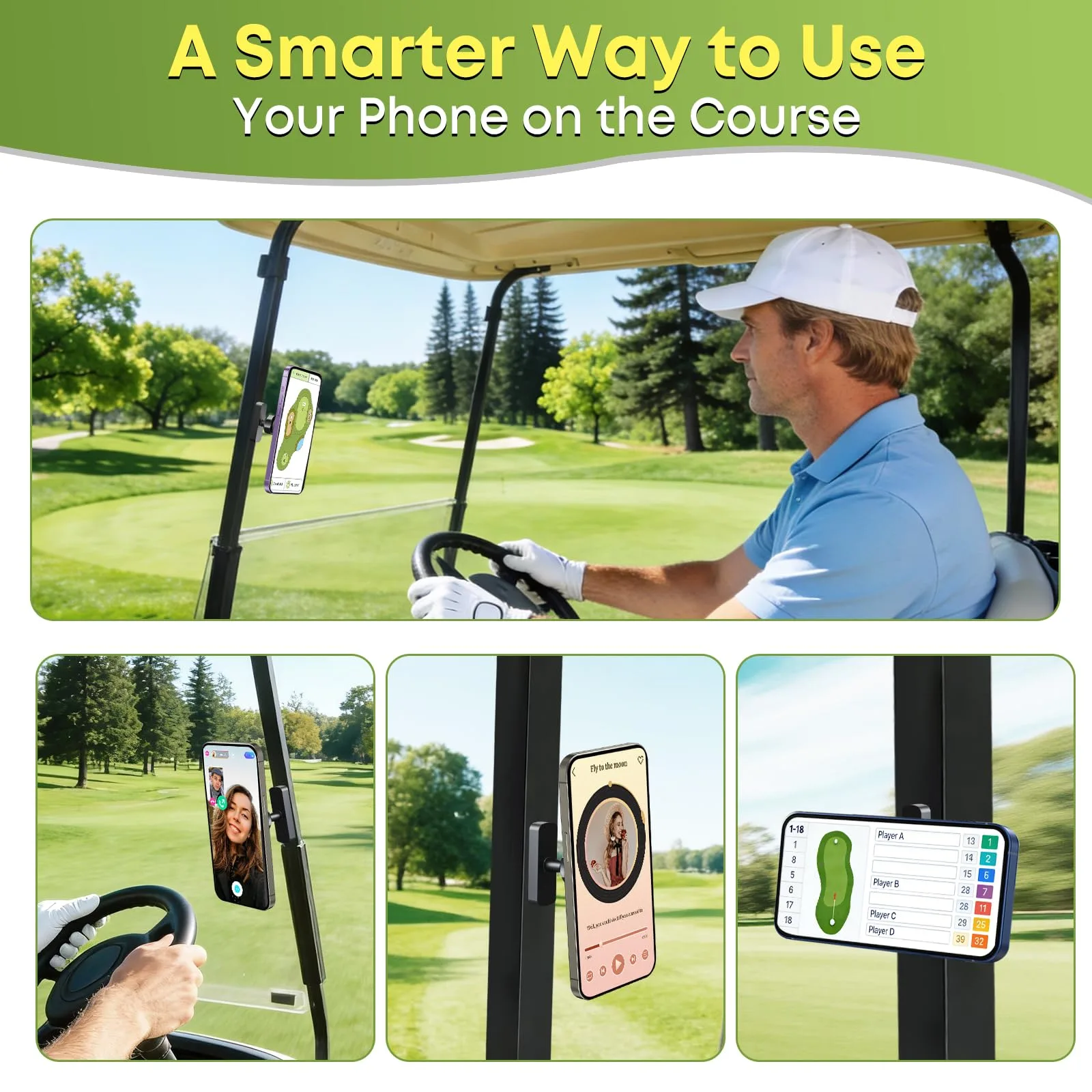 Nedsewor Magnetic Golf Cart Phone Holder — MagSafe iPhone 12–17 Compatible image 4