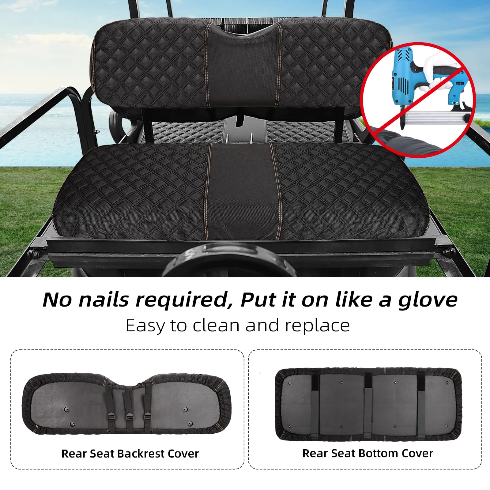 Roykaw Rear Golf Cart Seat Cover Set AU-0560RN image 3
