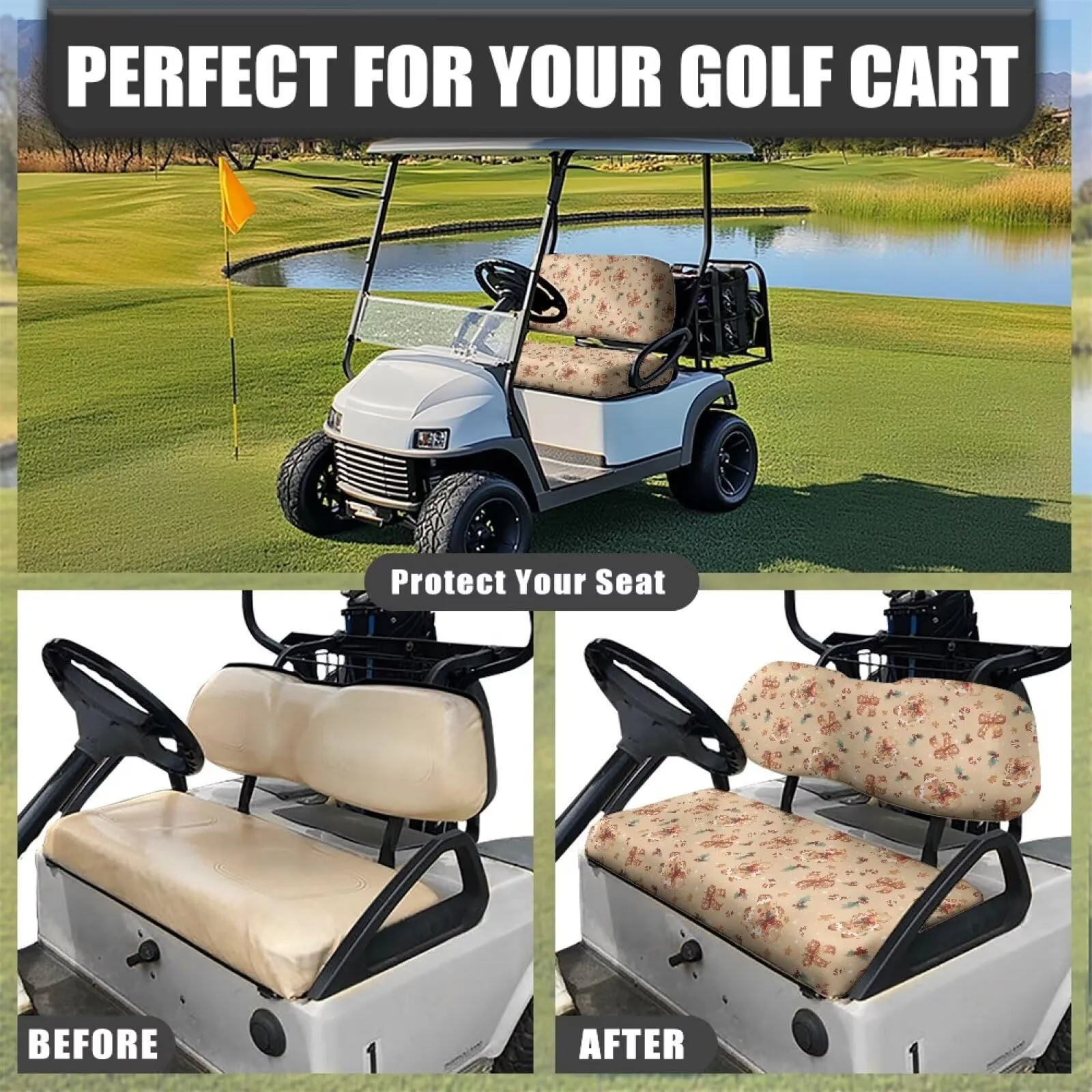 Quidrwyo Gingerbread Man Golf Cart Seat Cover Set image 4