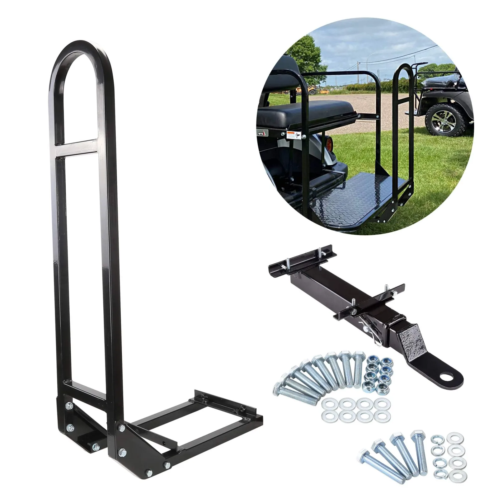 10L0L Golf Cart Rear Seat Grab Bar and Trailer Hitch image 4
