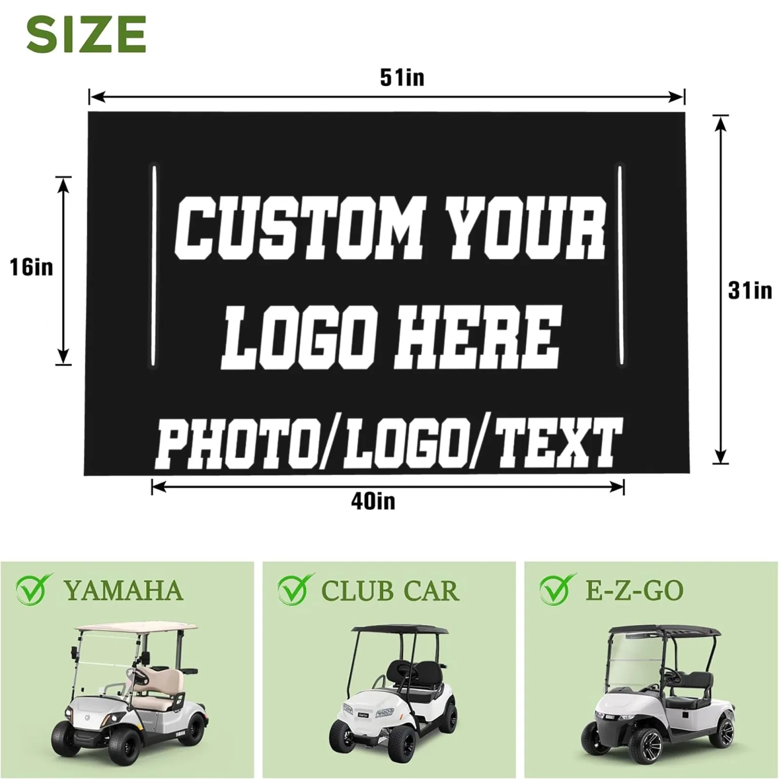 Personalized Golf Cart Front Seat Cover, 52 x 32 in image 2