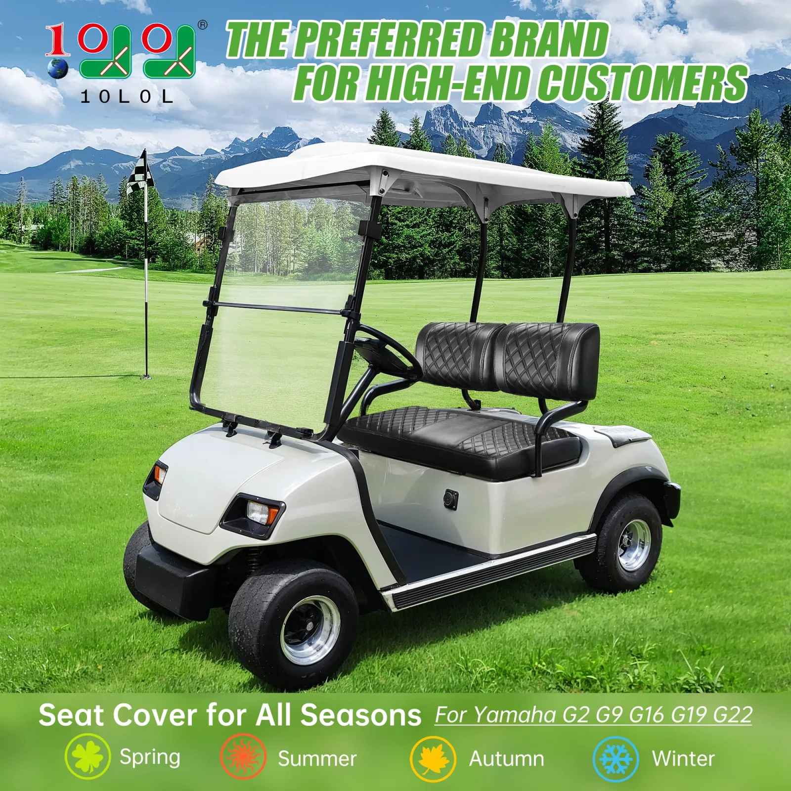 10L0L G22 Front Seat Cover Set for Yamaha Golf Carts image 2