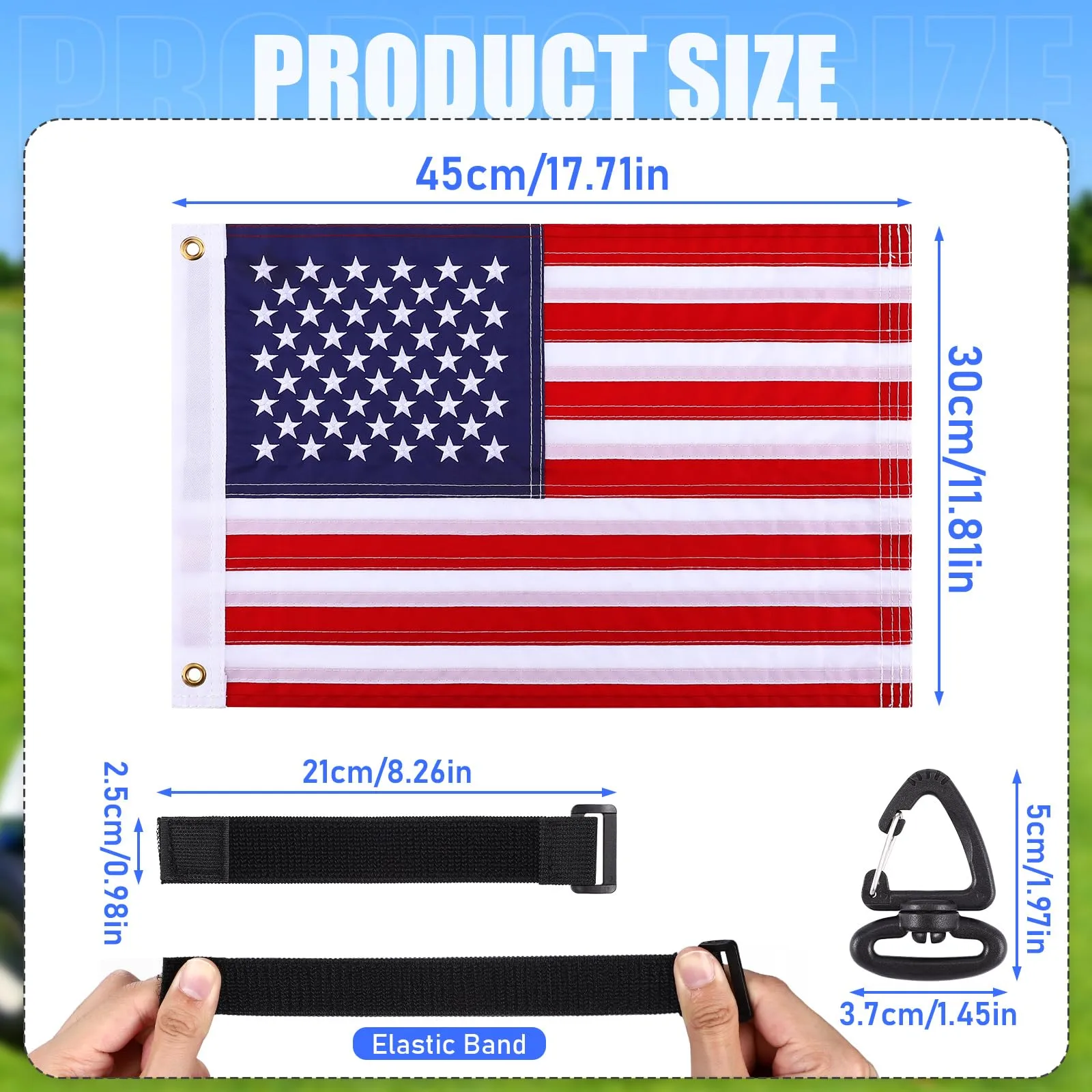 TOBWOLF 12 x 18 in American Golf Cart Flags 2-Pack (E40509-TW-US) image 2