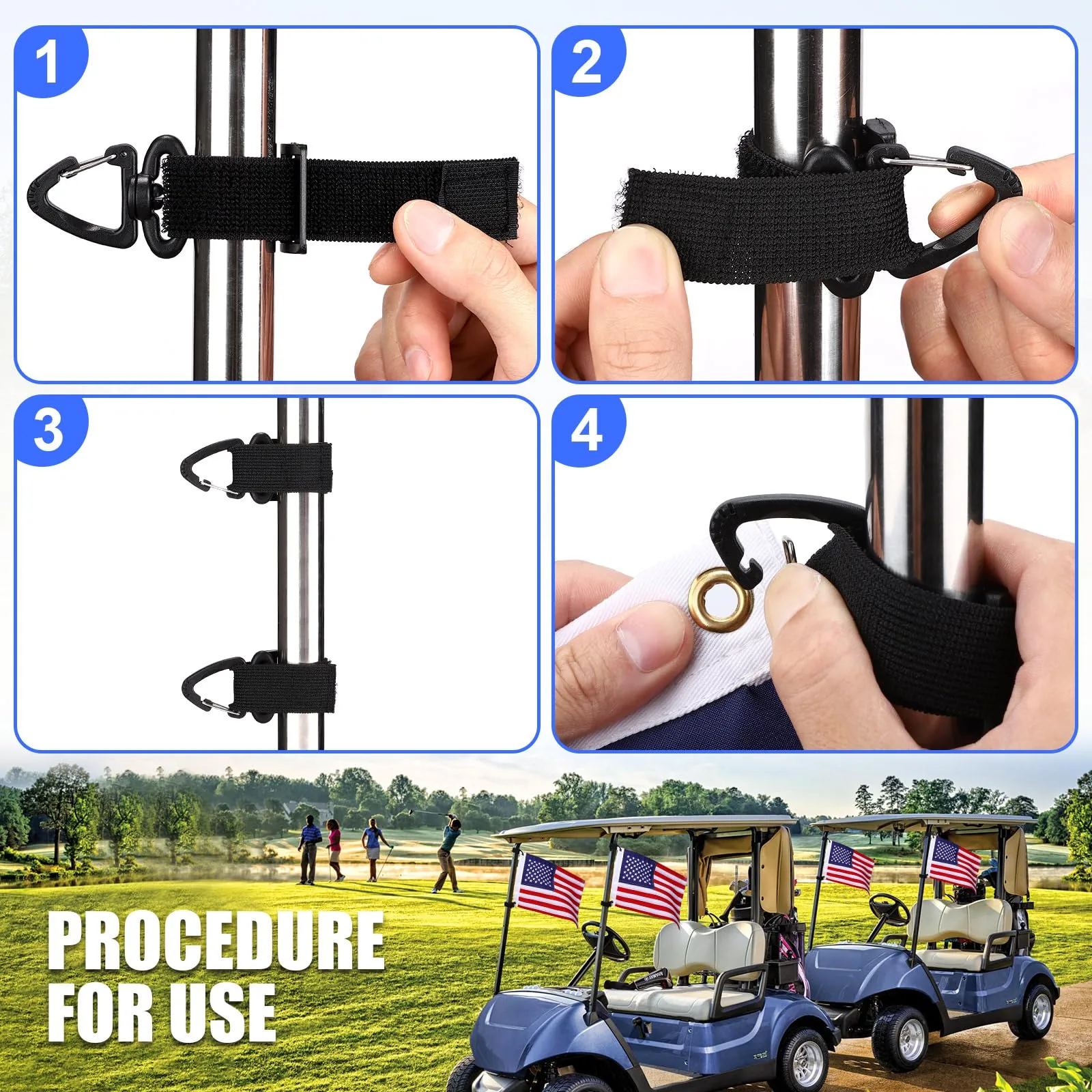 TOBWOLF 12 x 18 in American Golf Cart Flags 2-Pack (E40509-TW-US) image 4
