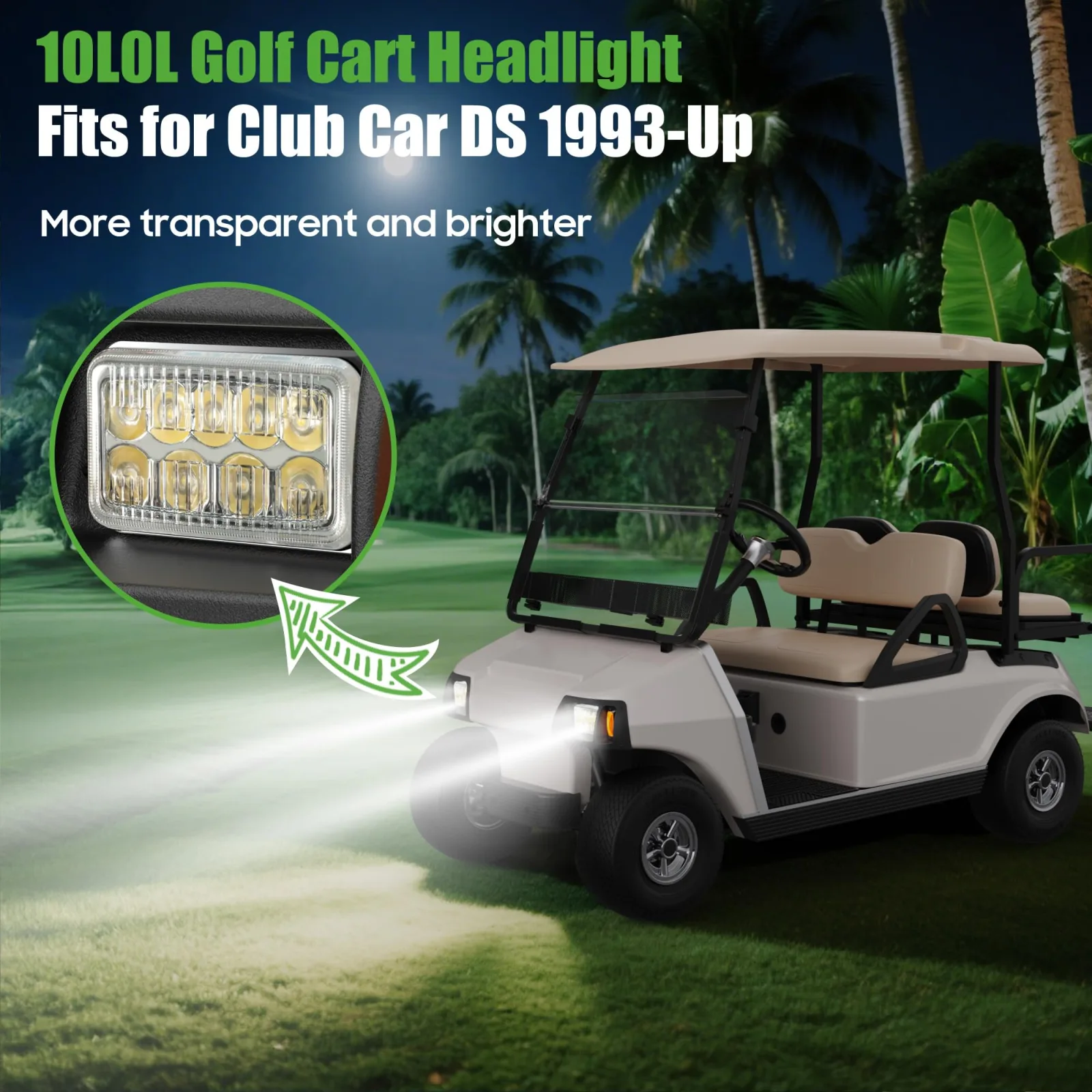 10L0L Headlights for Club Car DS 1993+ 12V image 3