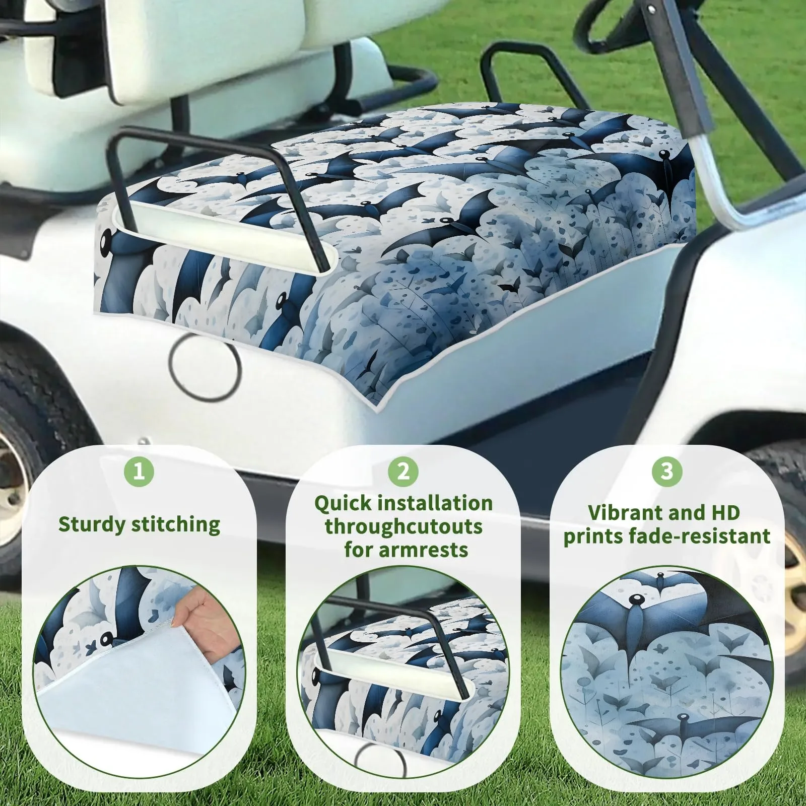 Tiveruda Halloween Flying Bat Golf Cart Seat Cover image 3