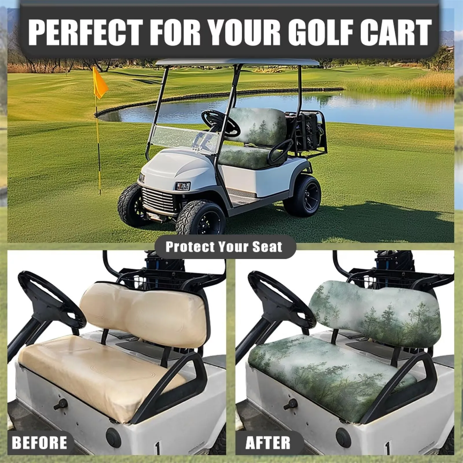 TOADDMOS Green Forest Golf Cart Seat Cover image 4