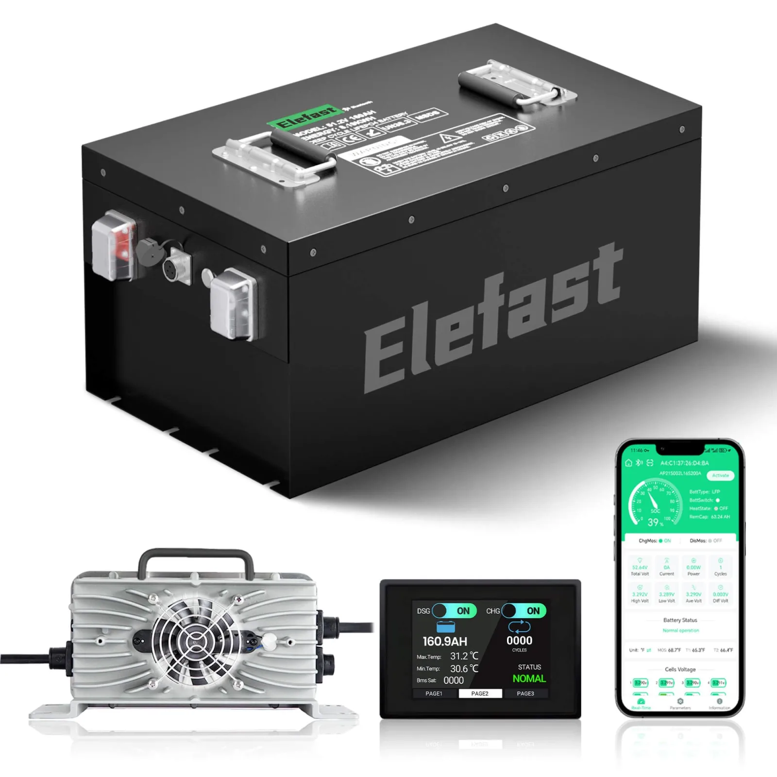 Elefast 48V 160AH Lithium Golf Cart Battery CA_GOLF_A160