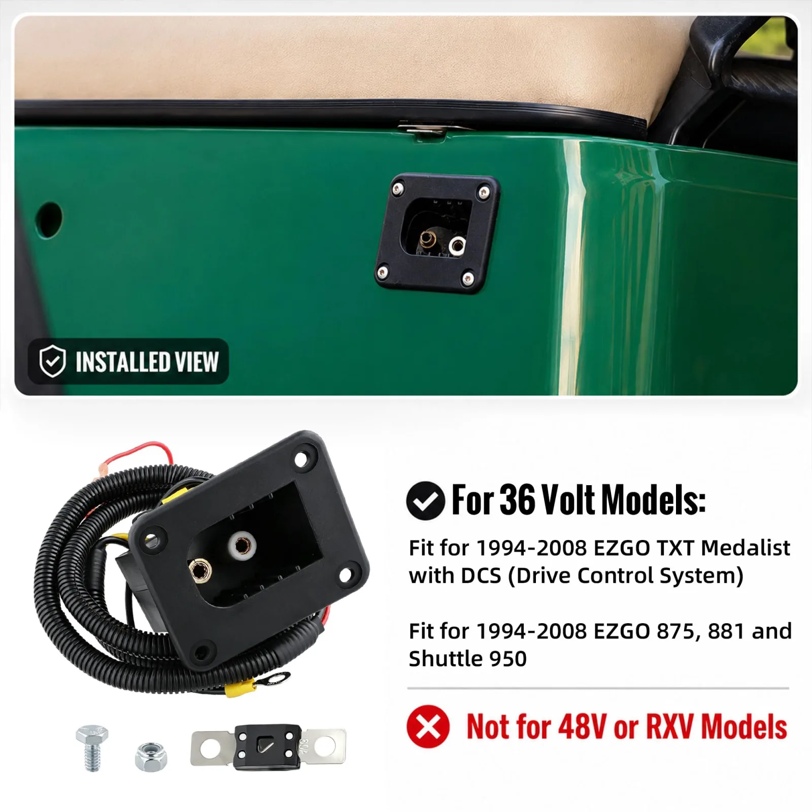Roykaw 36V E-Z-GO Powerwise Charger Receptacle ROY0757 image 2