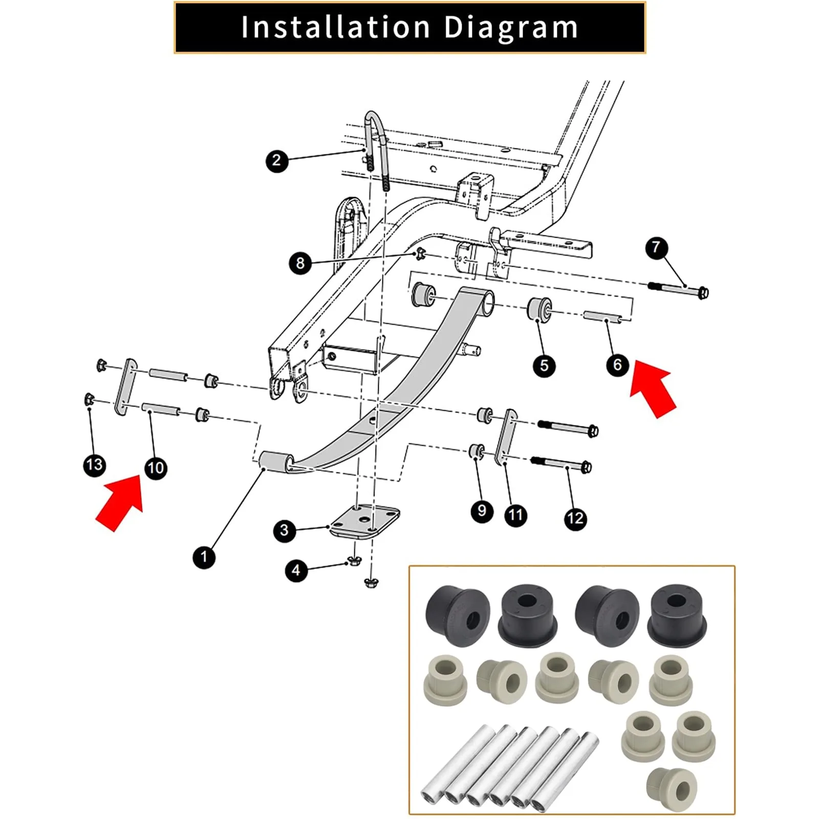 DRIVE UP E-Z-GO RXV Rear Leaf Spring Bushing Kit image 4