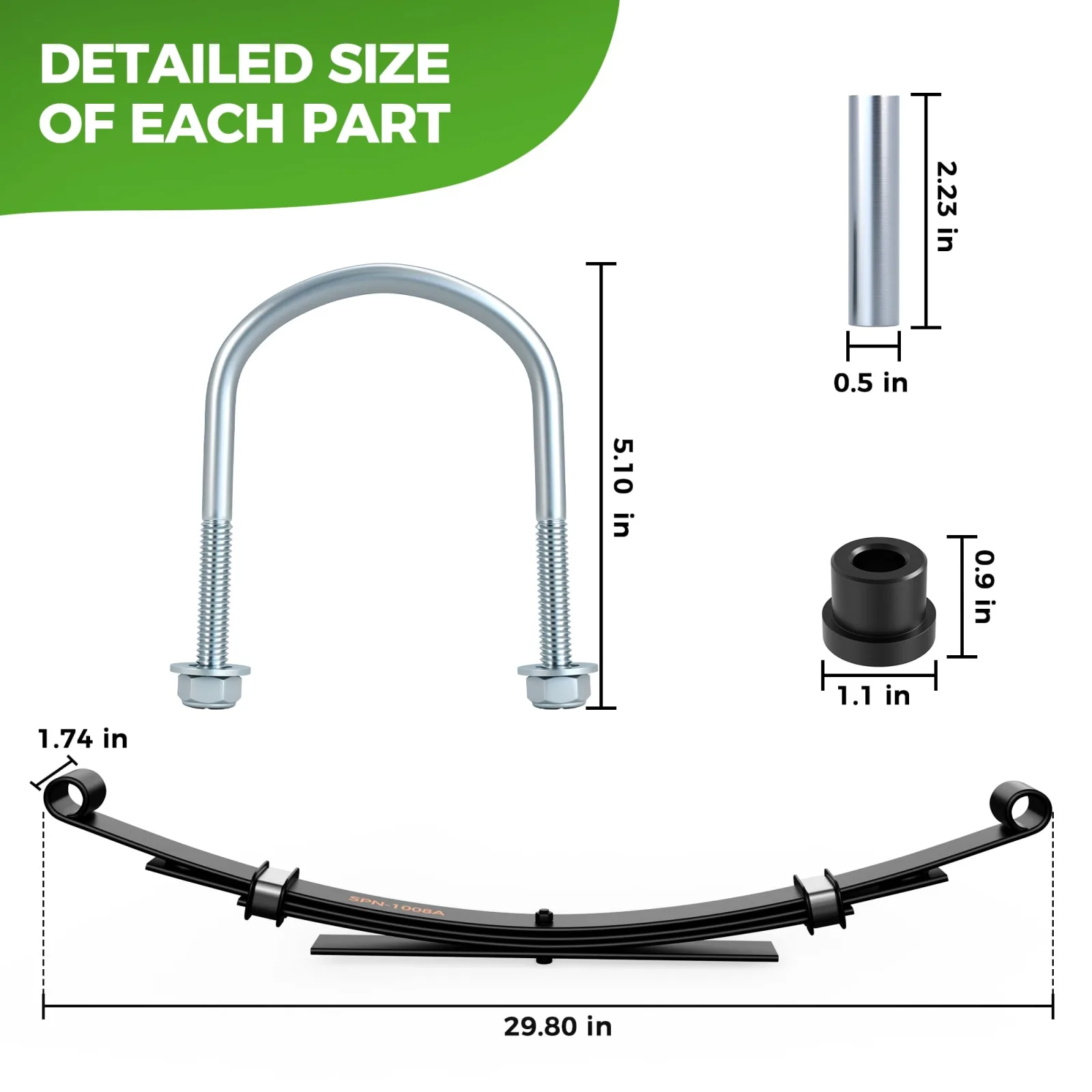 9.99WORLD MALL Rear Leaf Spring Kit for Club Car DS image 4