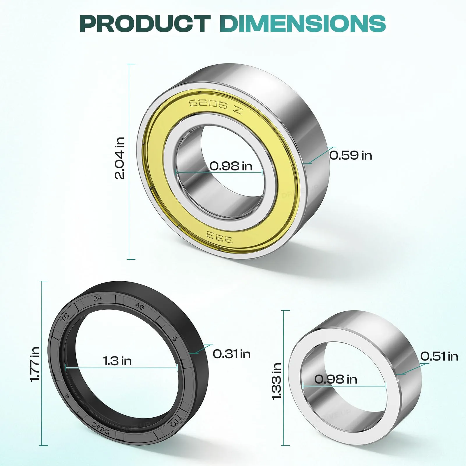 DRIVE UP Club Car DS/Precedent Rear Axle Seal Kit image 4