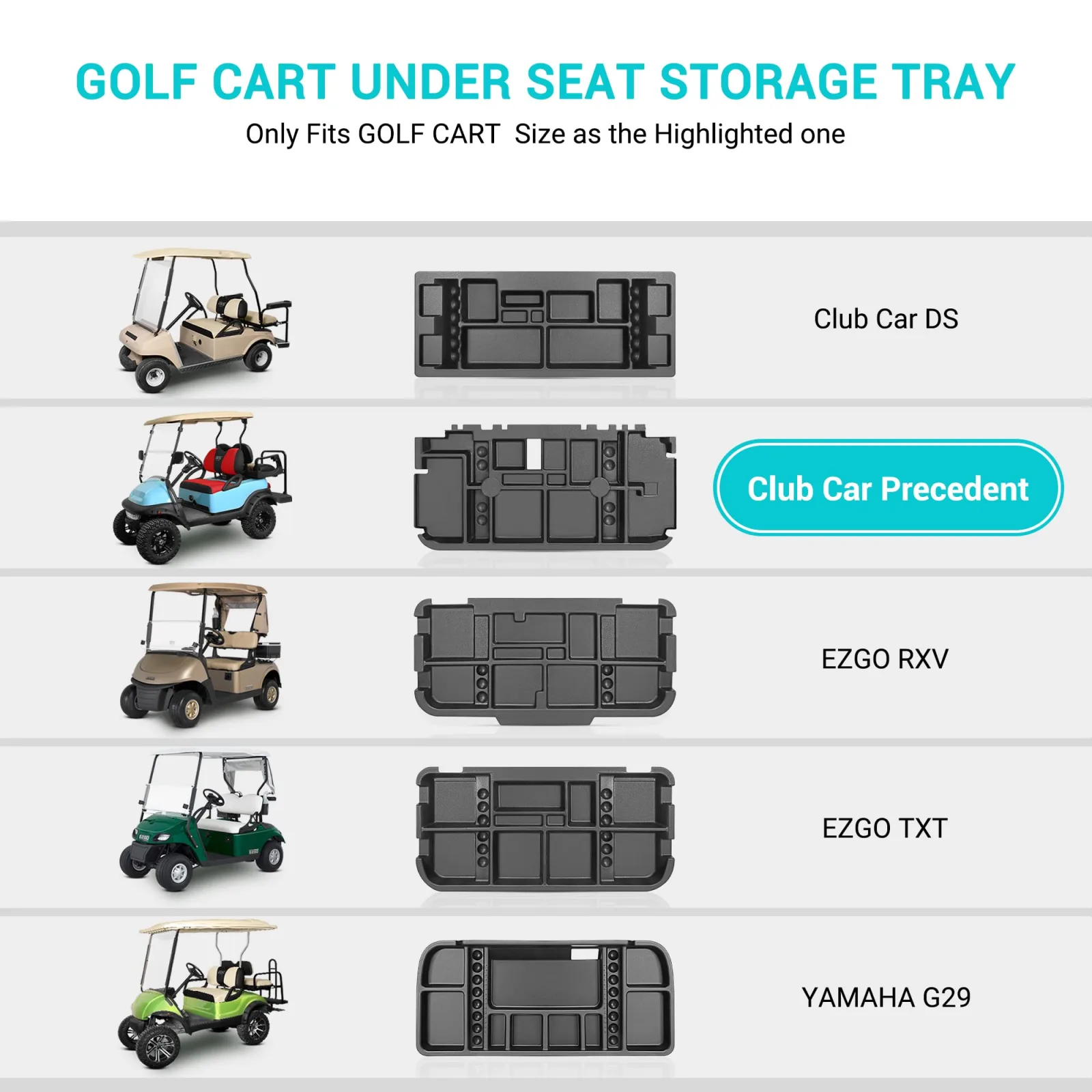 10L0L Golf Cart Under Seat Storage Tray for Club Car Precedent image 3