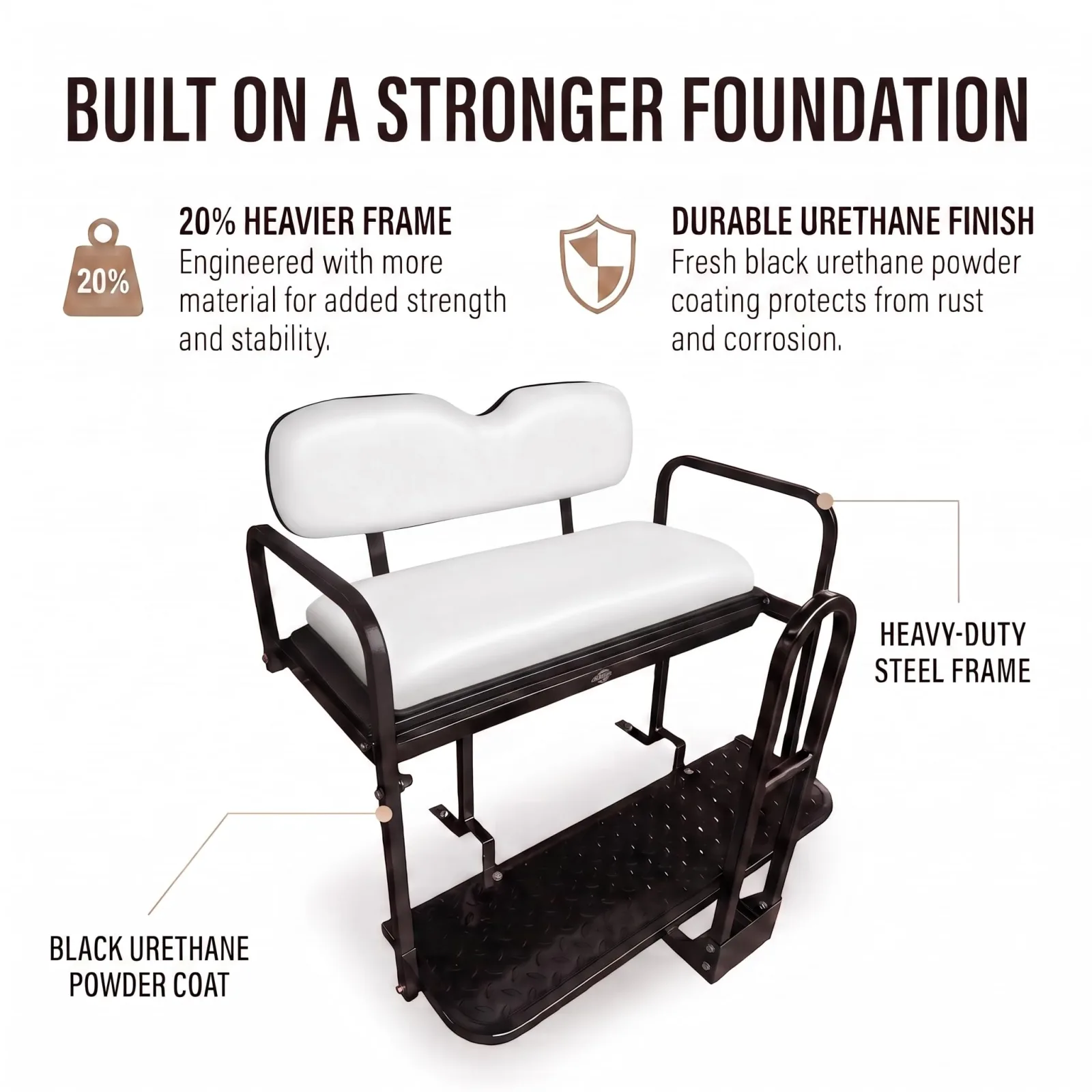 Hardcore Parts Rear Flip Seat for Club Car DS 1982-2000 image 2