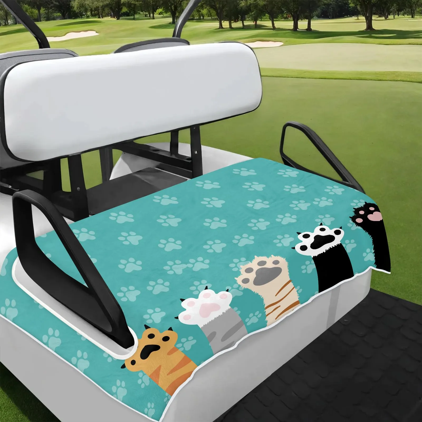 Tiveruda Cat Paw Print Golf Cart Seat Cover, 51 x 31 in