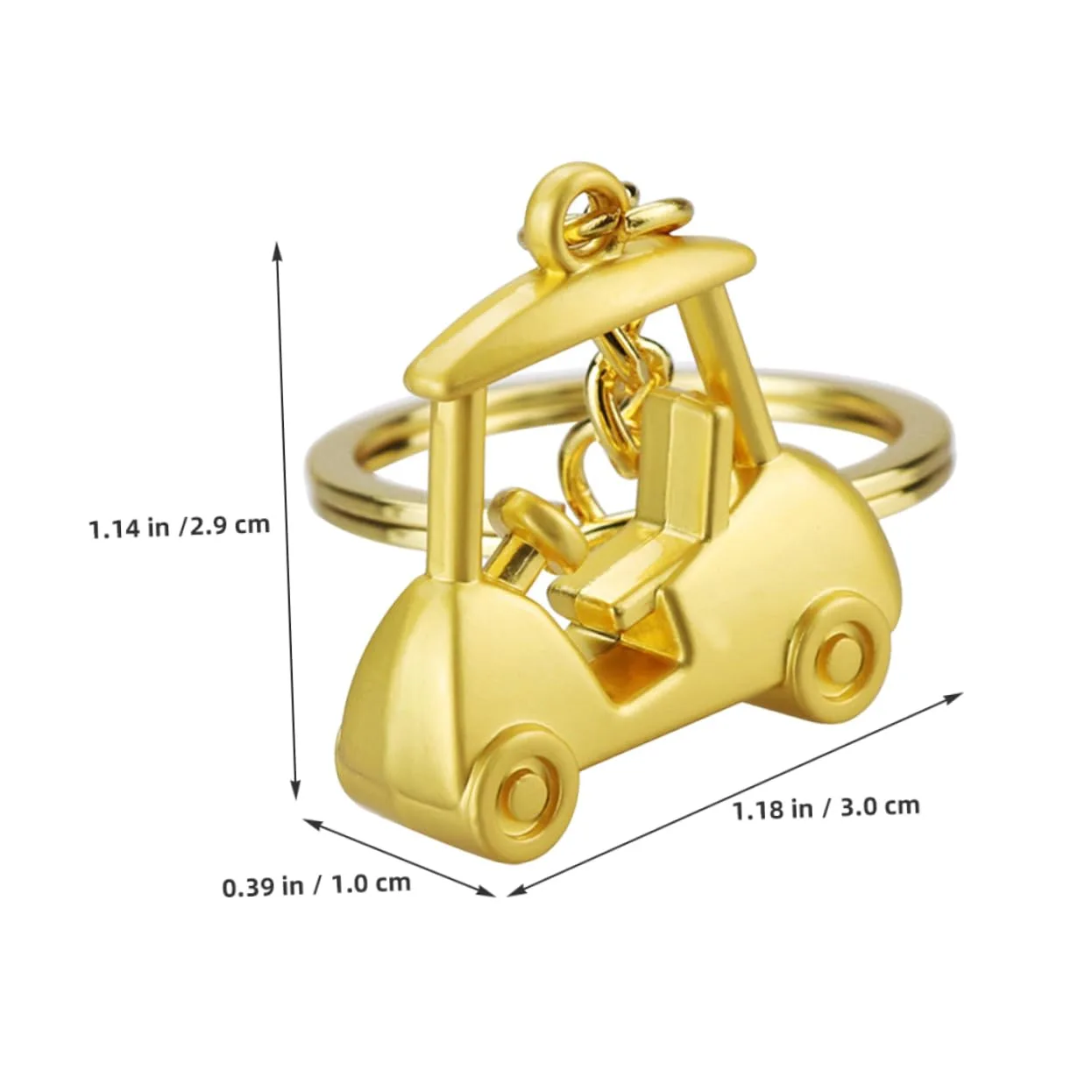 Parliky Zinc Alloy Golf Cart Keychain Pendant — Golden image 2