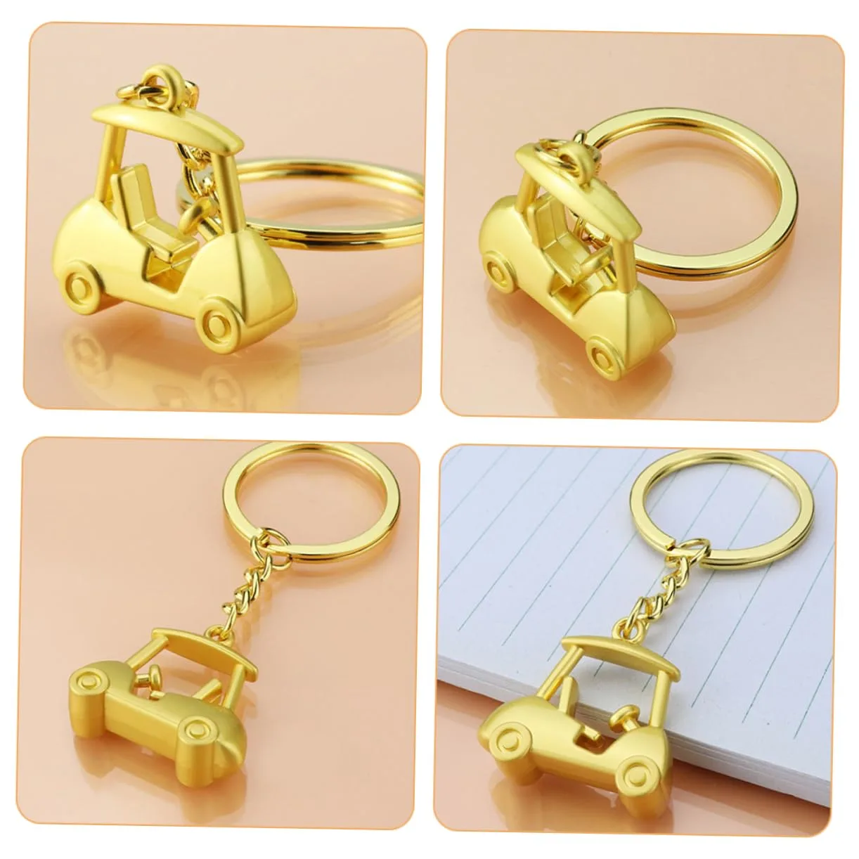 Parliky Zinc Alloy Golf Cart Keychain Pendant — Golden image 3