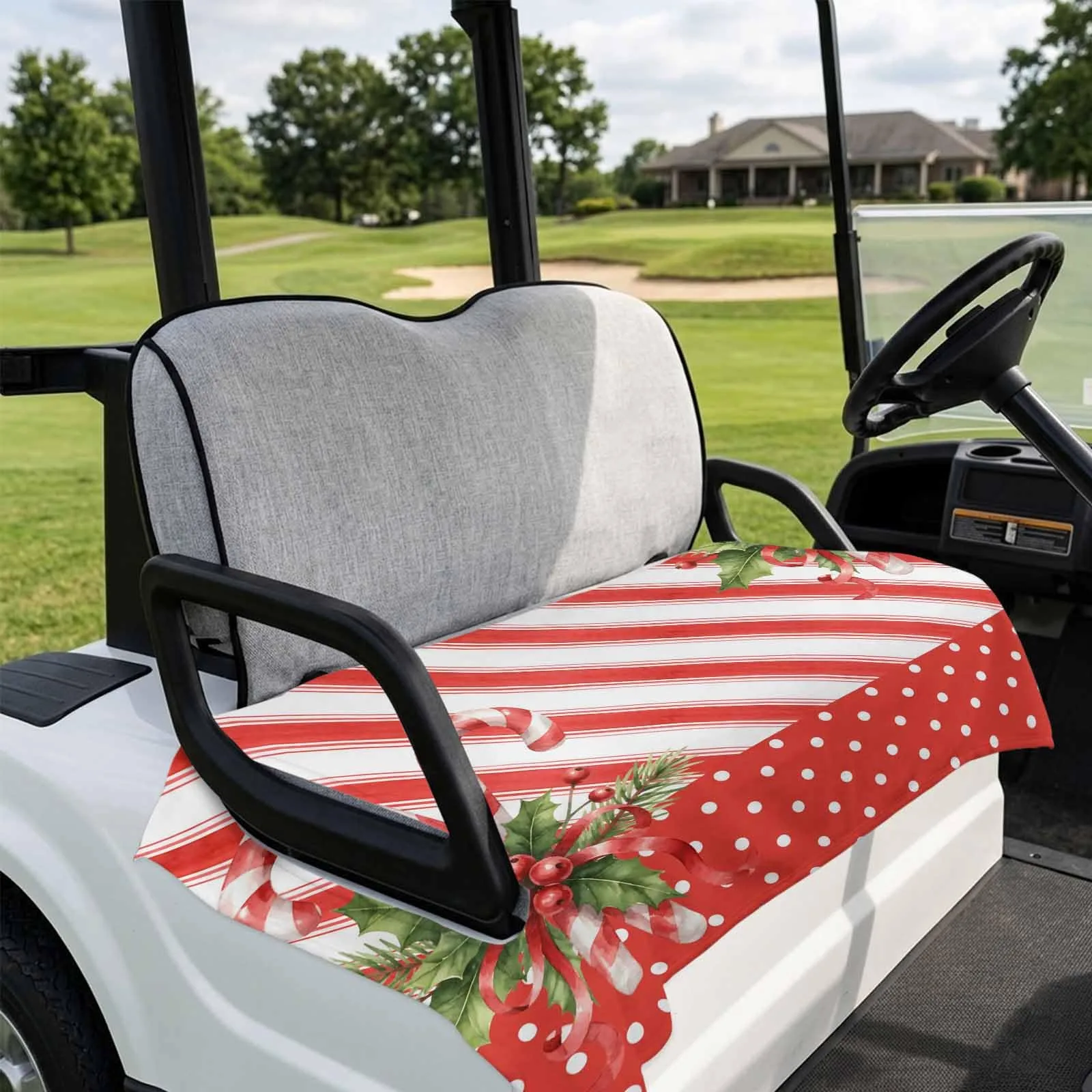 2-Seater Golf Cart Seat Cover, 51 x 31 in Red White Stripe image 3