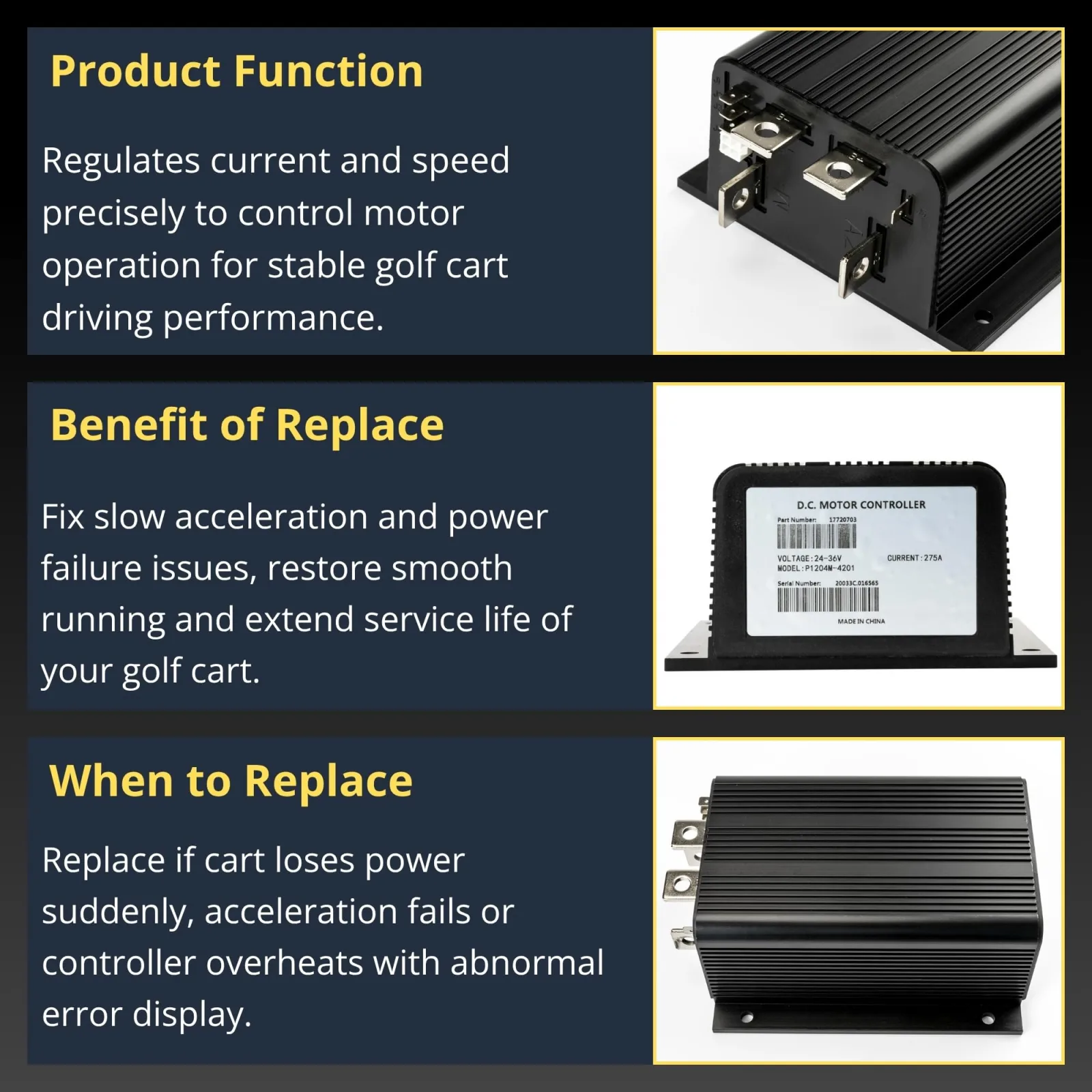 Sfumar 36V 275A Golf Cart Controller — Part 1204-027 36V image 2