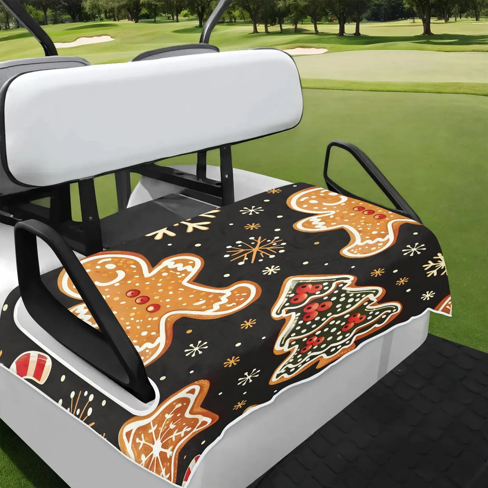 Tiveruda Gingerbread Golf Cart Seat Cover, 51 x 31 in