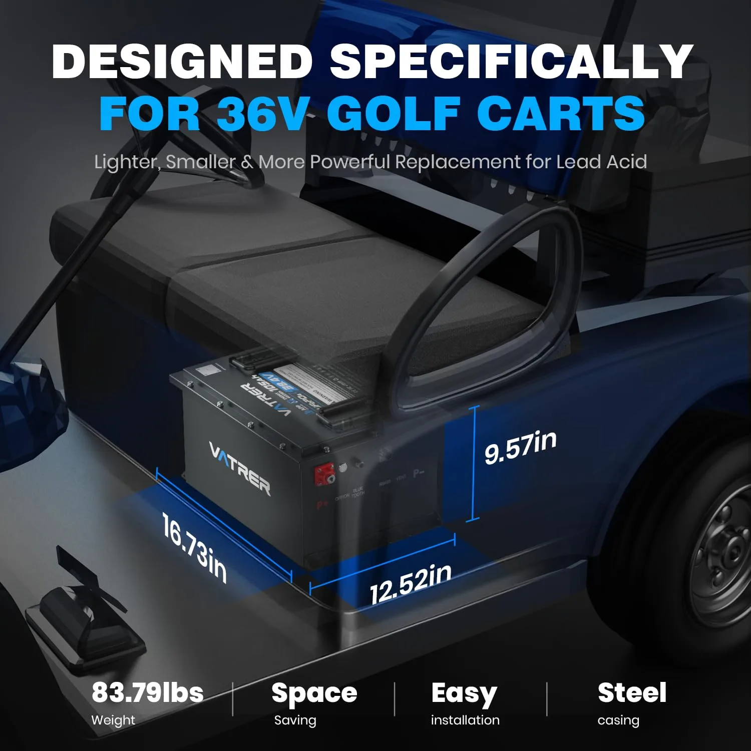 VATRER POWER 36V 105Ah LiFePO4 Golf Cart Battery Kit image 3