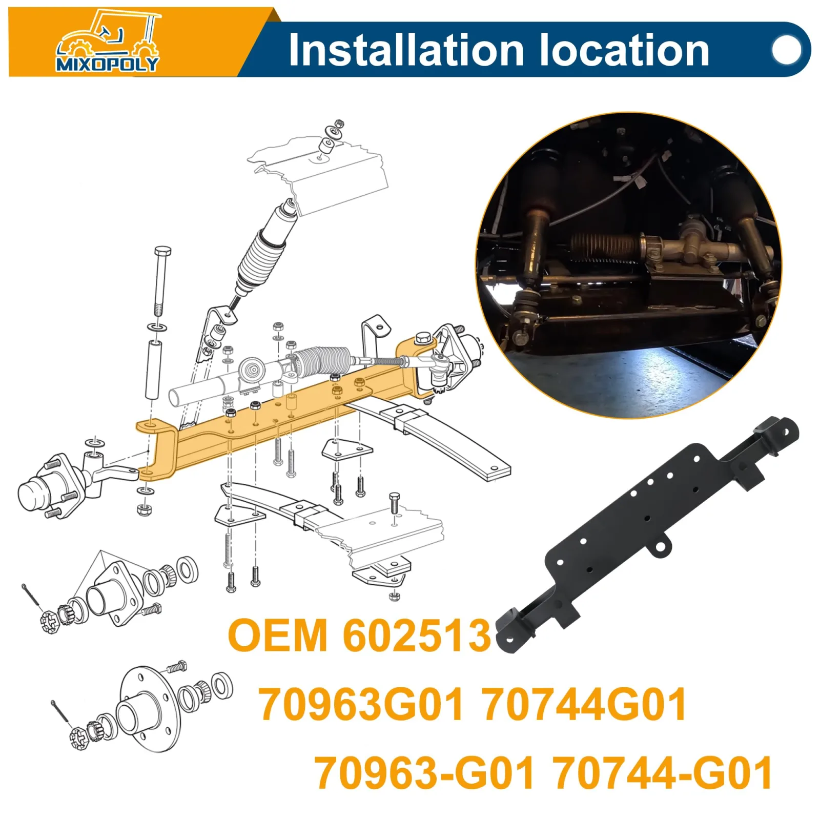 Mixopoly Front Axle Weldment for E-Z-GO TXT Golf Carts image 2