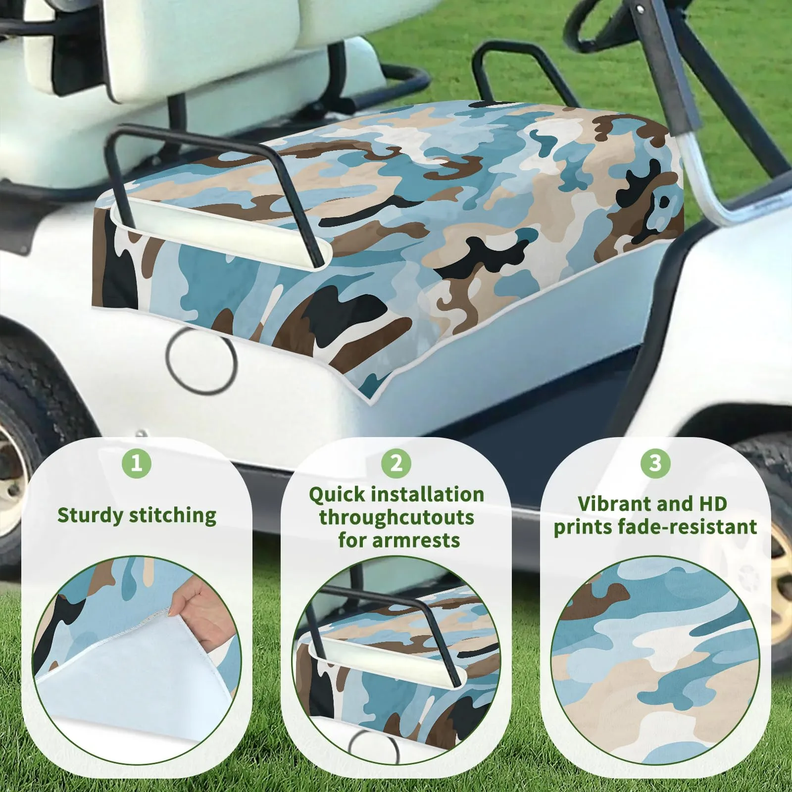 Tiveruda Golf Cart Seat Cover for Double Seats, 51 x 31 in image 3