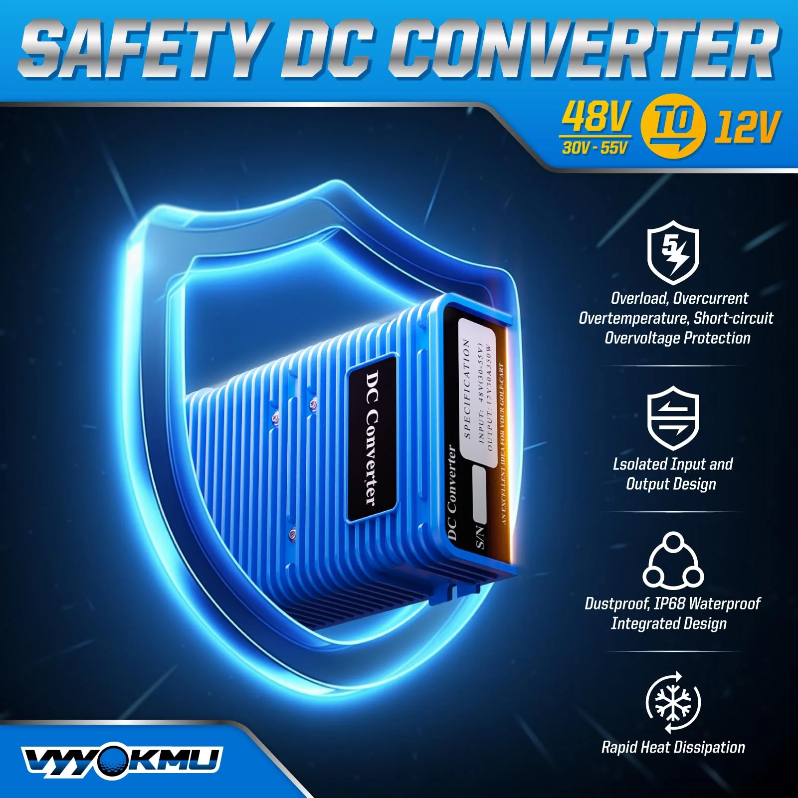 VYYOKMU 36V/48V to 12V Golf Cart DC Converter image 2