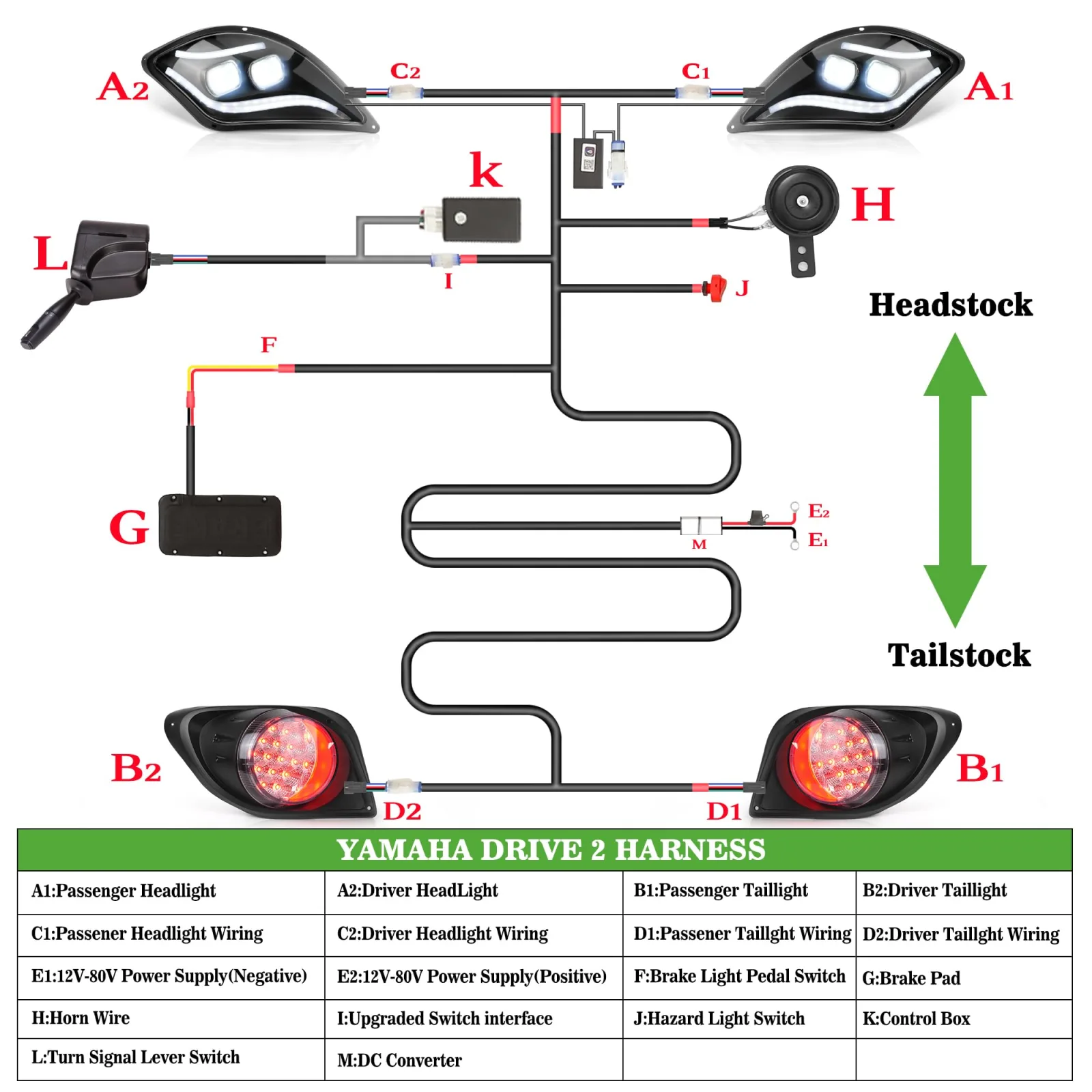 10L0L Yamaha Drive 2 Golf Cart Light Kit, 2017-Up image 3