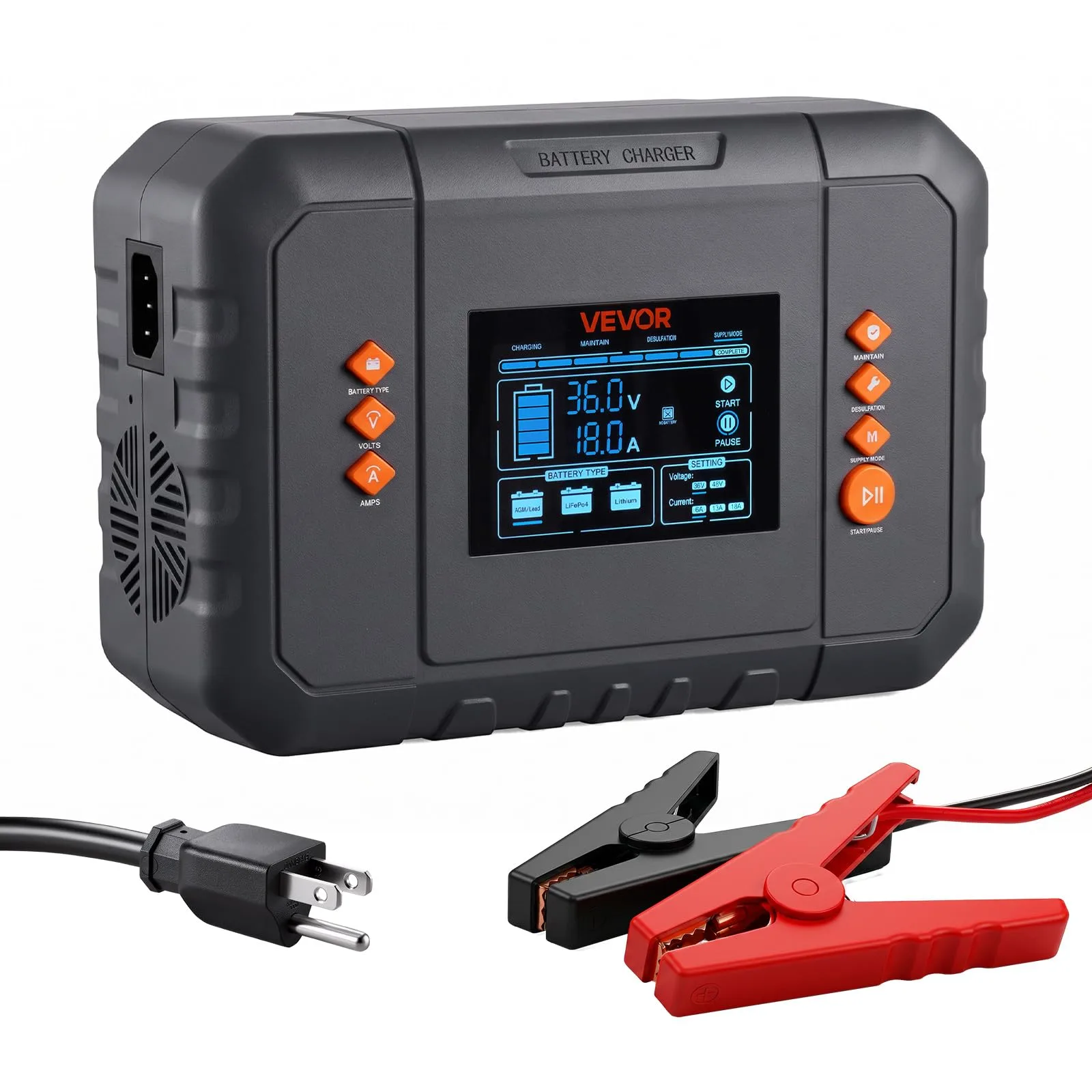 VEVOR 36V/48V Golf Cart Battery Charger with LCD Display