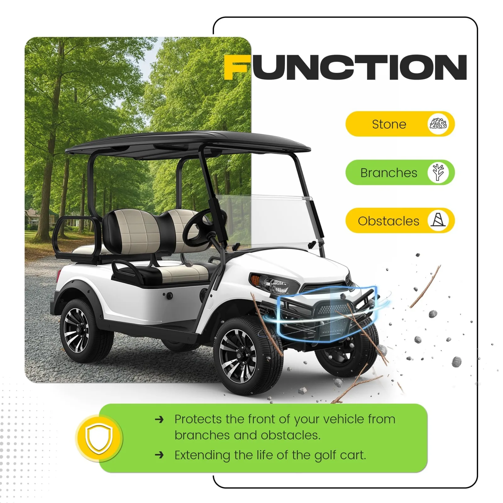 KUAFU GO-3958 Brush Guard for Club Car Tempo image 3