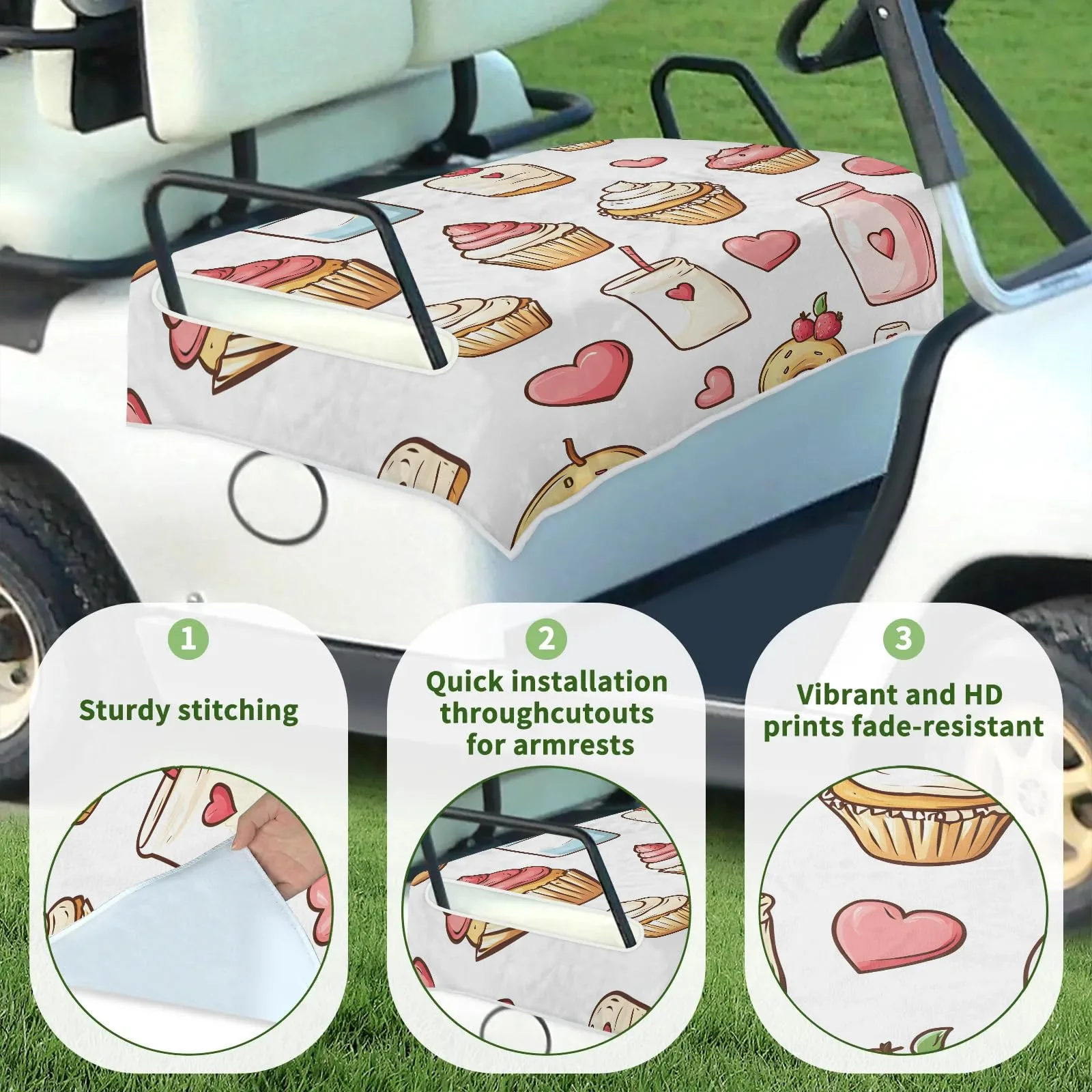 Tiveruda Golf Cart Seat Cover for Double Seats, 51 x 31 in image 3