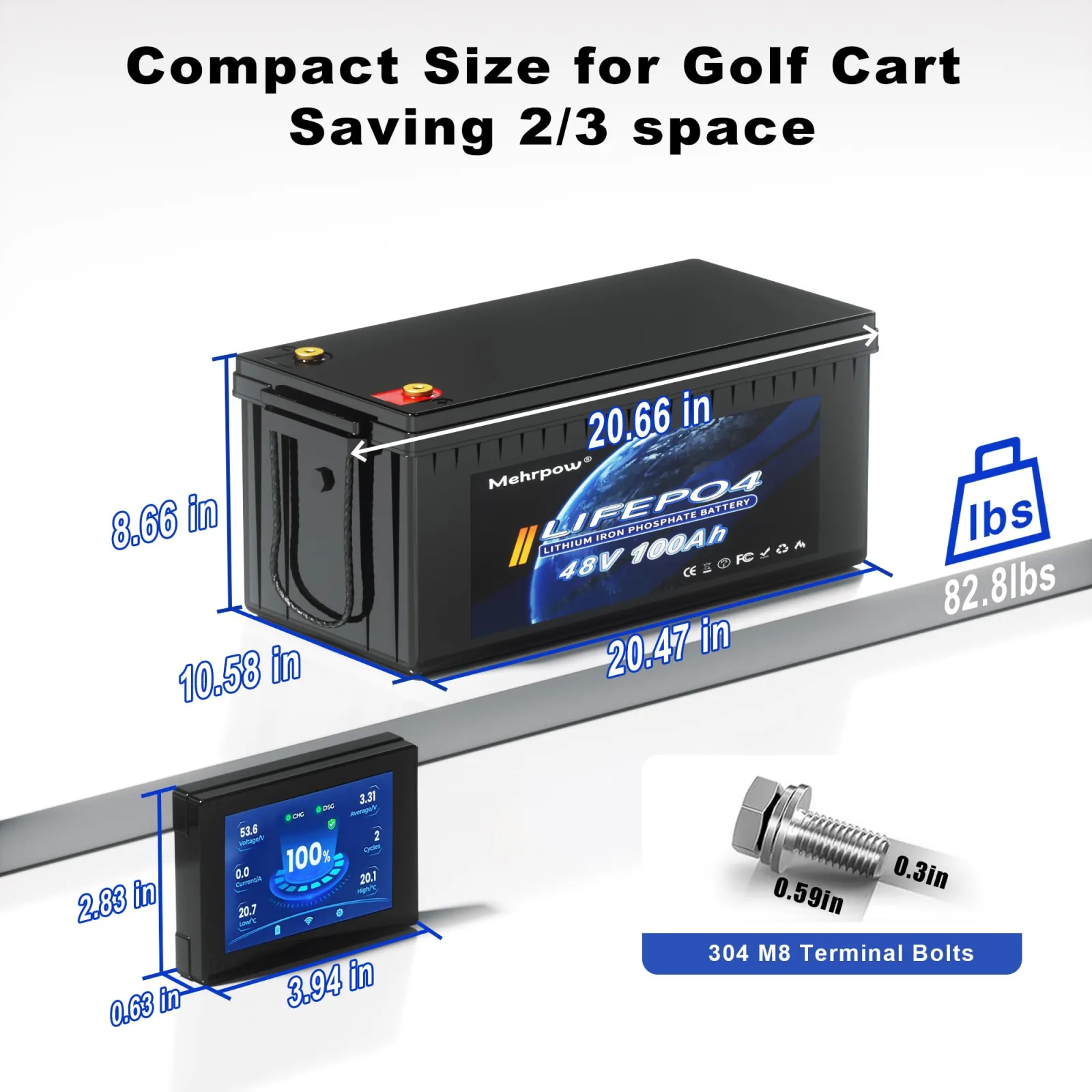 Mehrpow 48V 100Ah LiFePO4 Golf Cart Battery Kit image 4
