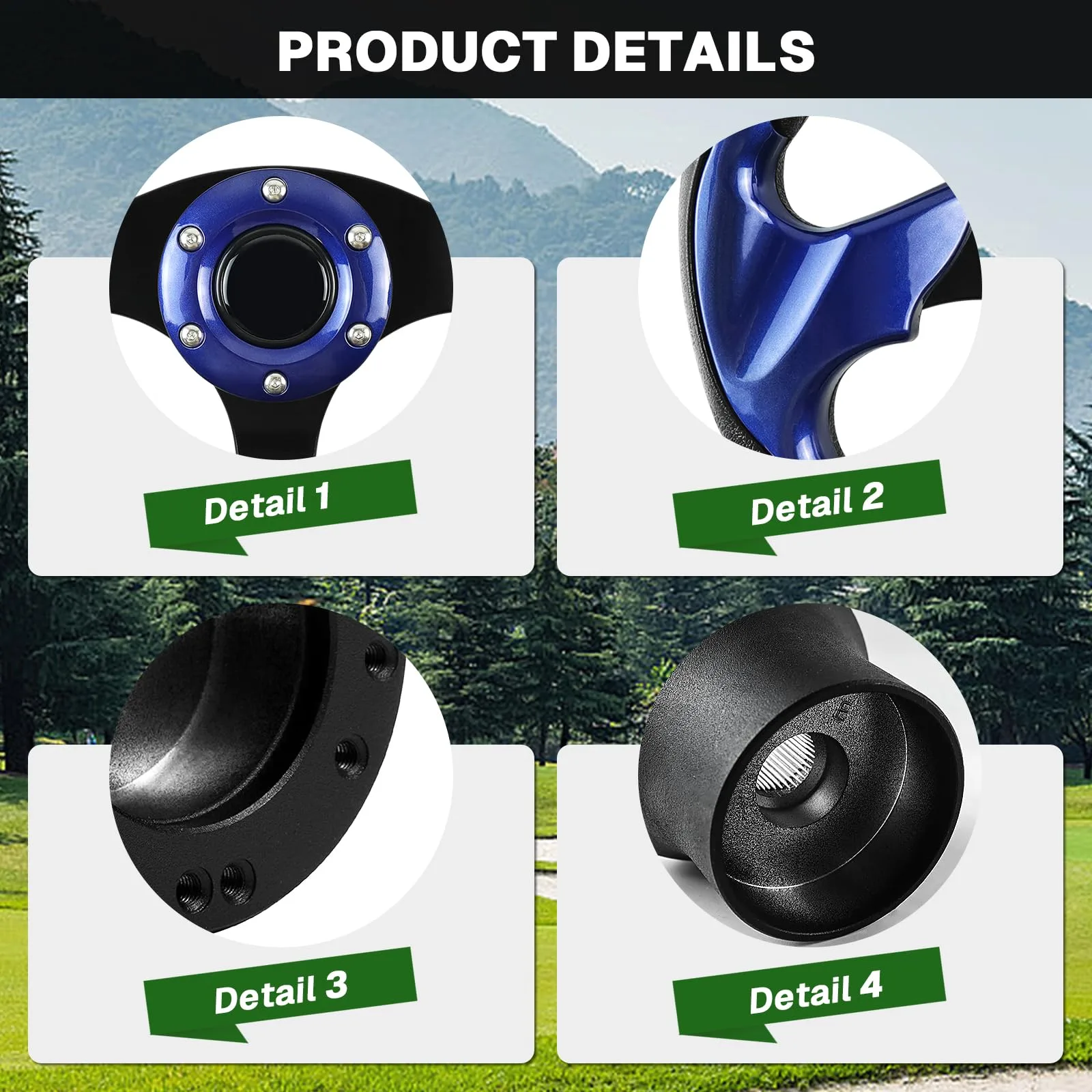 VOONKE Blue D-Bottom Steering Wheel for E-Z-GO TXT & RXV image 3