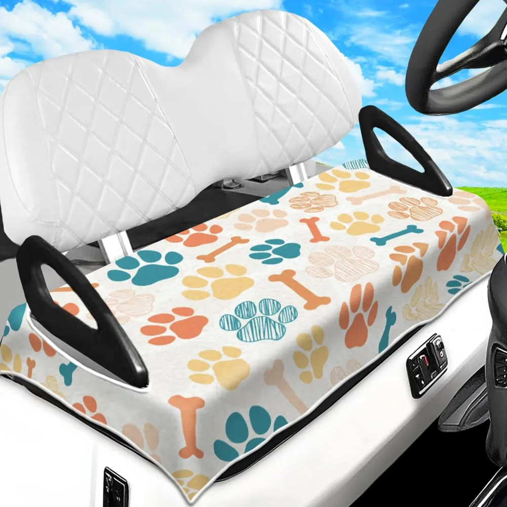 Peacoblue Dog Paw Print Golf Cart Seat Cover