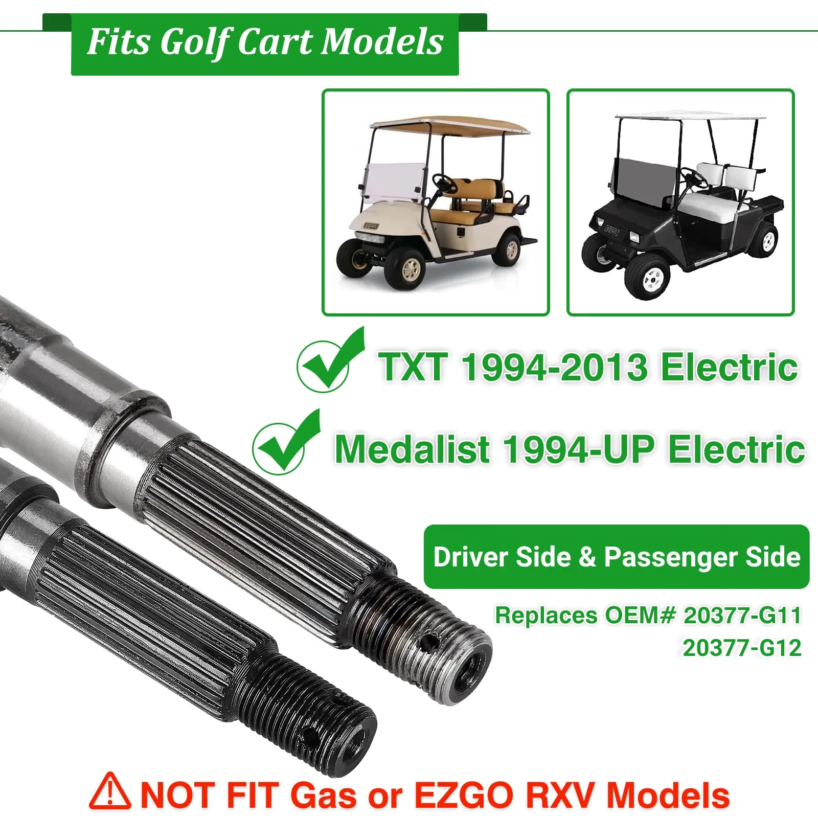 Cartalia Rear Axle Shaft Set for E-Z-GO TXT and Medalist image 2