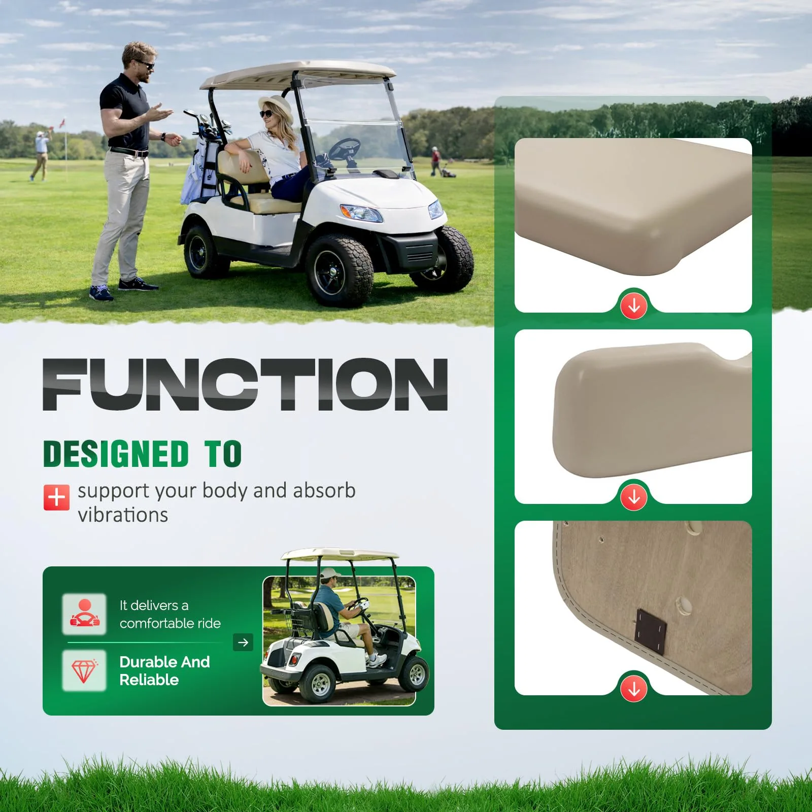ALMULOO AI-738 Seat Backrest and Bottom for E-Z-GO RXV image 4