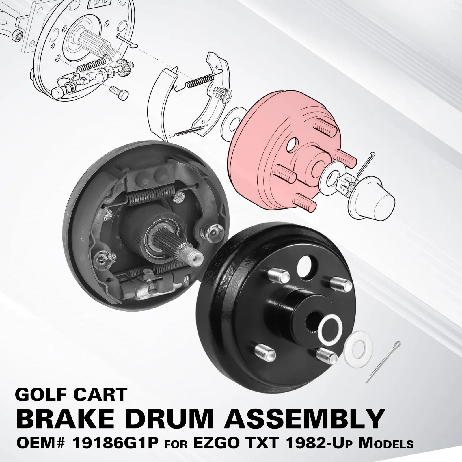 Shu-Ran E-Z-GO Brake Drum Hub Assembly 19186G1P image 3